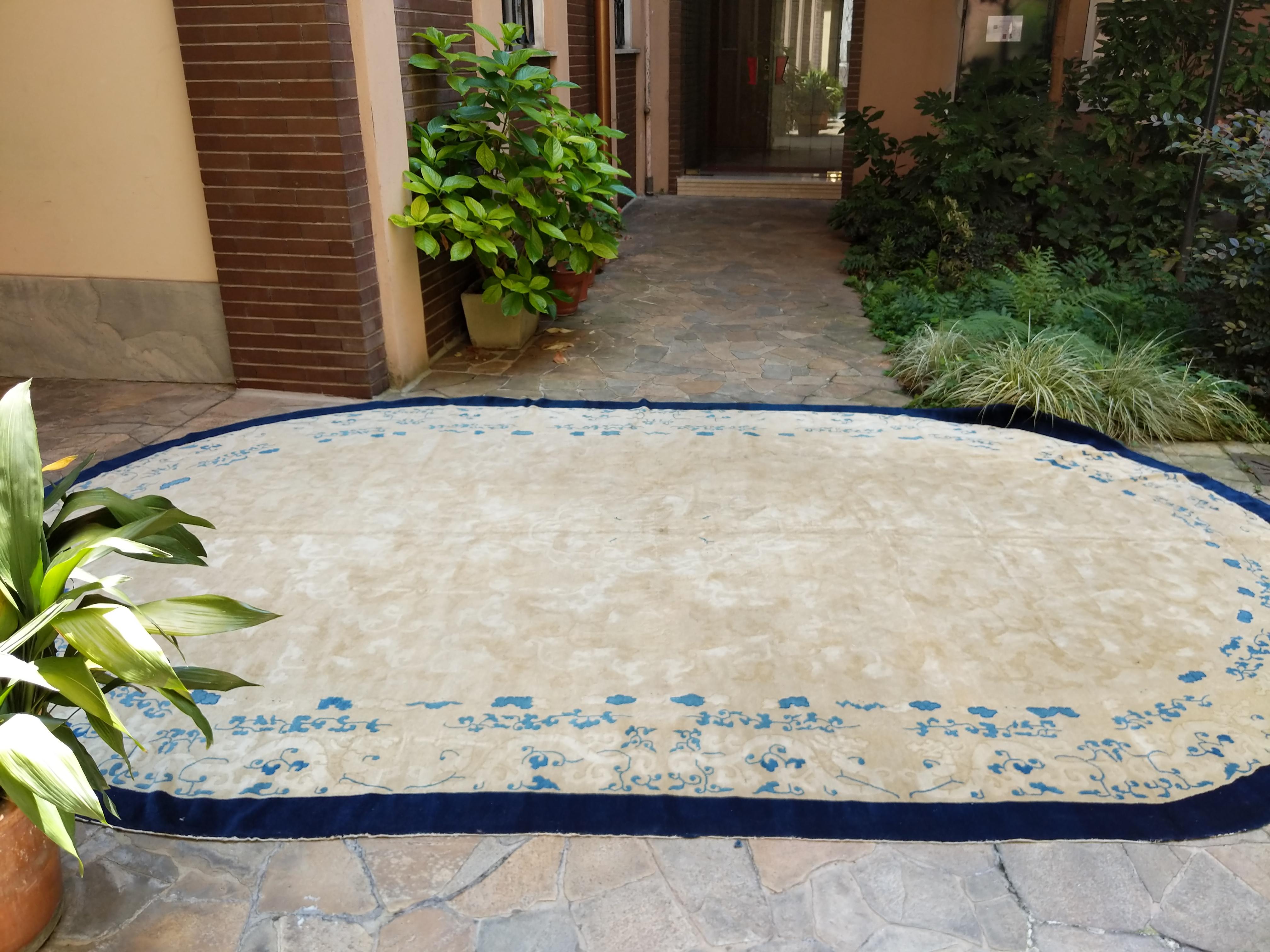 Large Oval Fine Antique Chinese Carpet For Sale 8