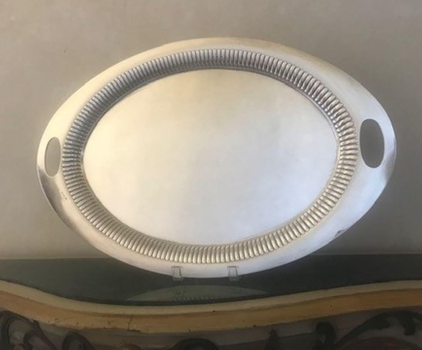 Large Oval White & Hall Sheffield Silver Plate Serving Tray, circa 1930s For Sale 3