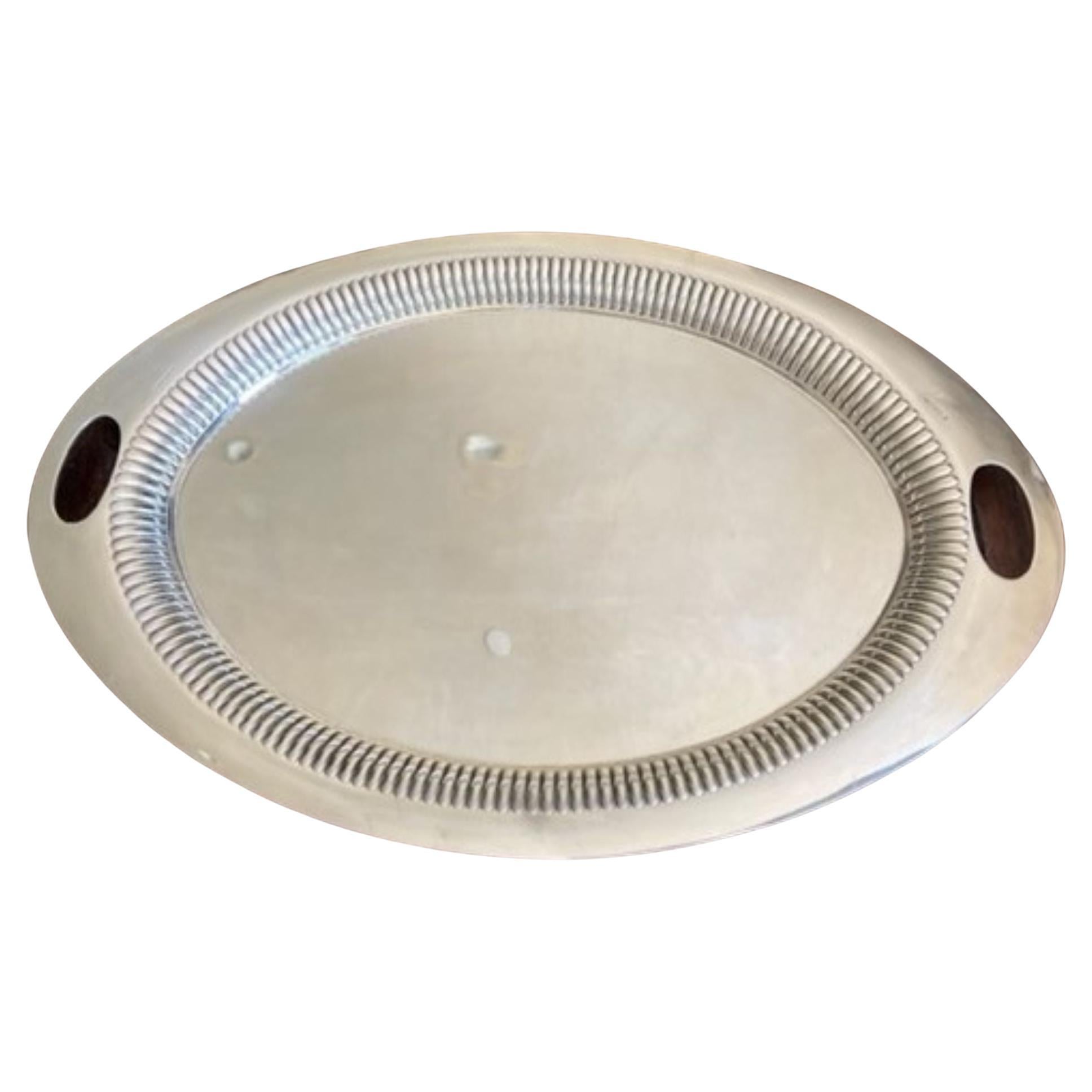 Art Deco Large Oval White & Hall Sheffield Silver Plate Serving Tray, circa 1930s For Sale