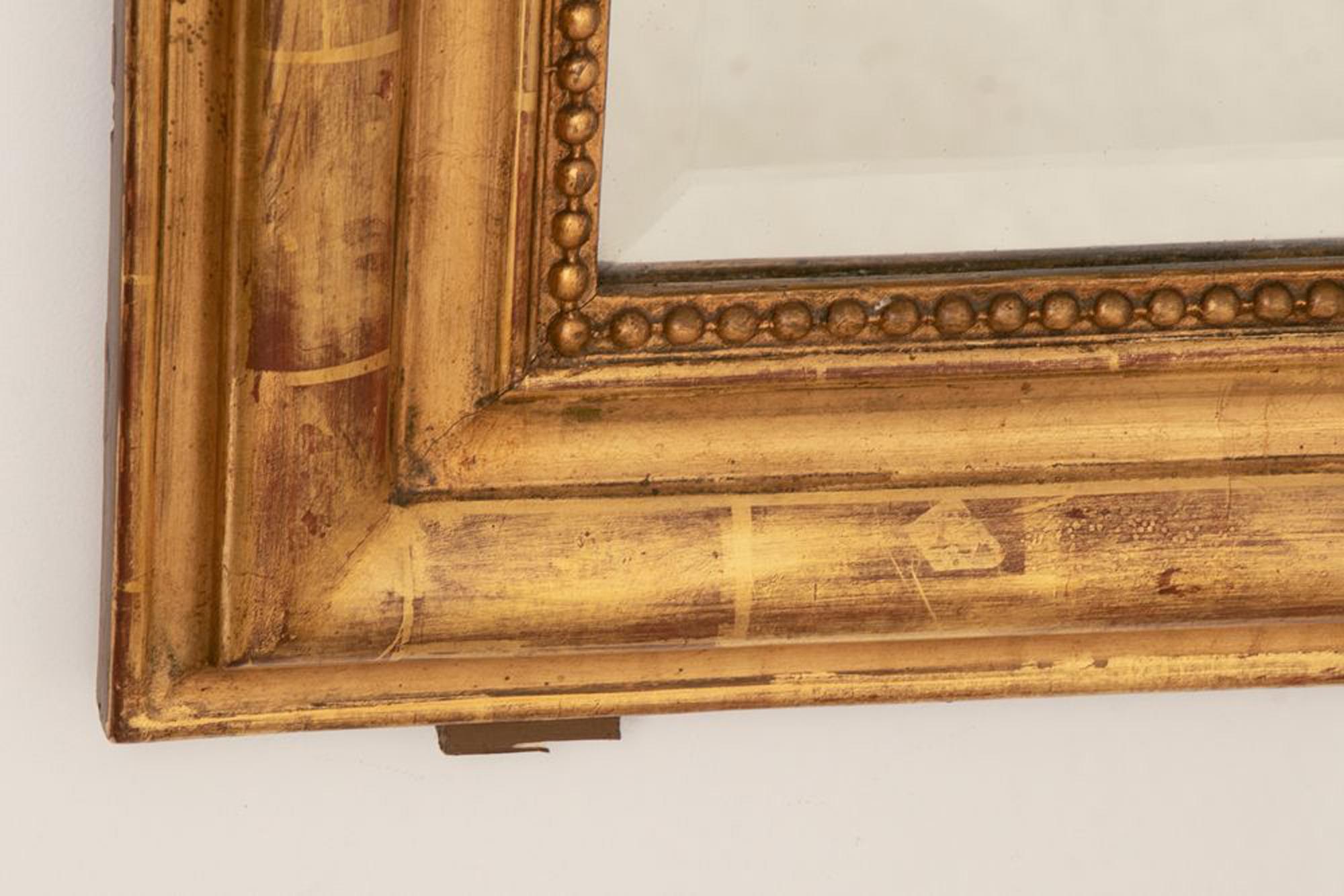 Large Overmantle Crested Louis Philippe Antique Mirror In Good Condition In London, Greenwich