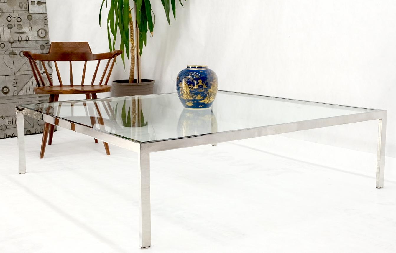 Mid Century Modern Large Oversize Square Chrome Stainless Steel Coffee Table In Good Condition For Sale In Rockaway, NJ