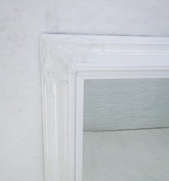 Large Oversize 58x82 Rectangle White Lacquer Ornate Frame Mirror