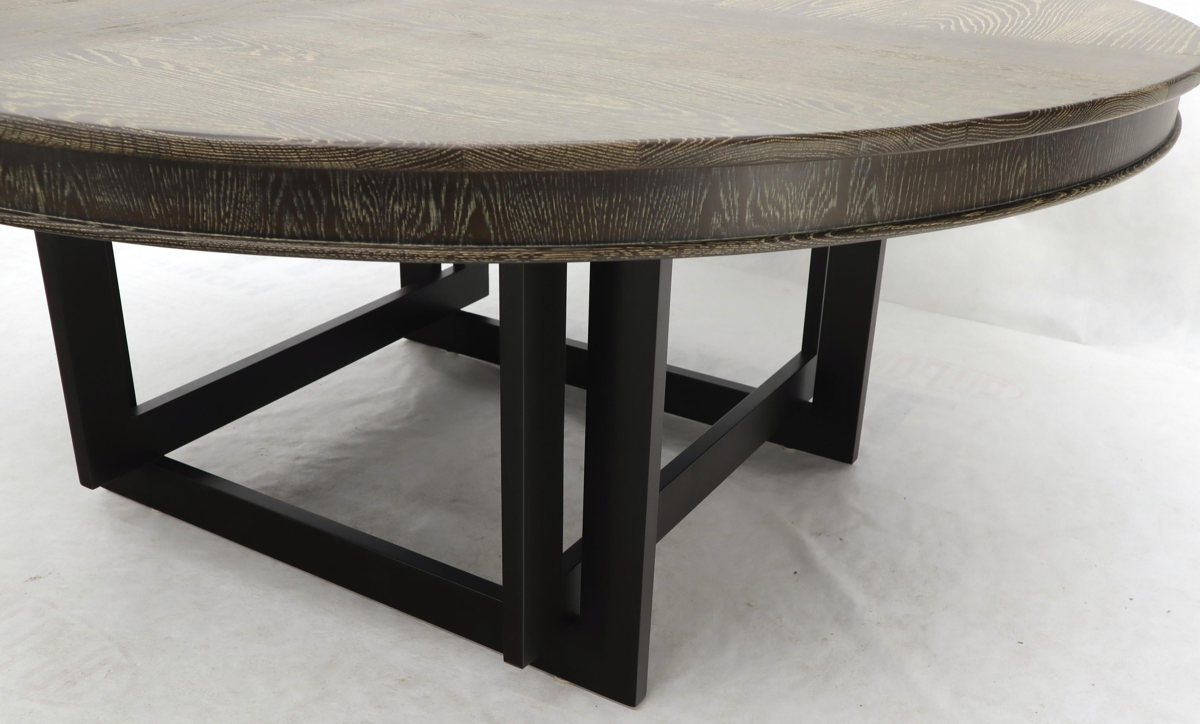Mexican Large Oversize in Diameter Round Cerused Limed Oak Dining Table