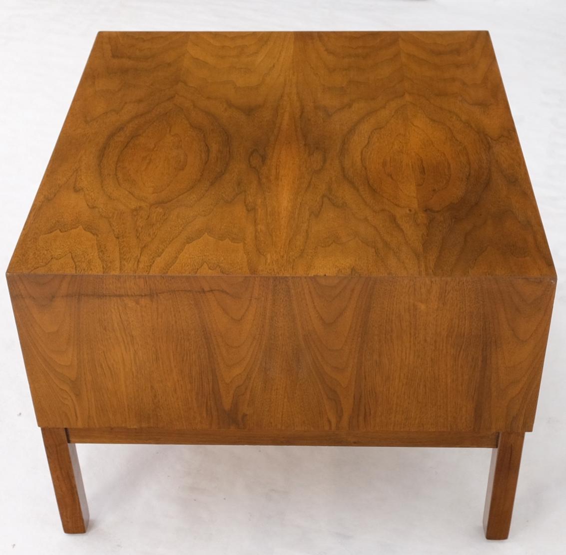 Large Oversize Cube Shape Square 2 Drawers Light Walnut Nightstand Table Mint For Sale 3