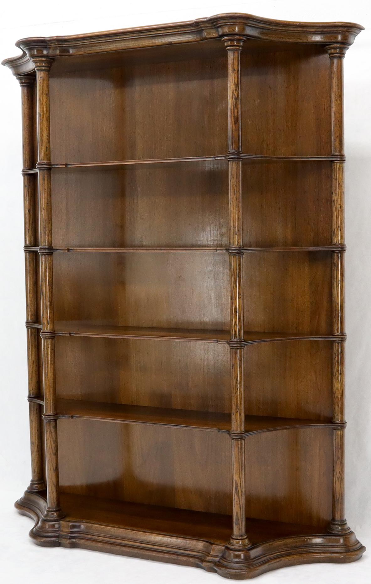 Oak Large Oversize Figural Country French Style Open Bookcase with Spindles For Sale