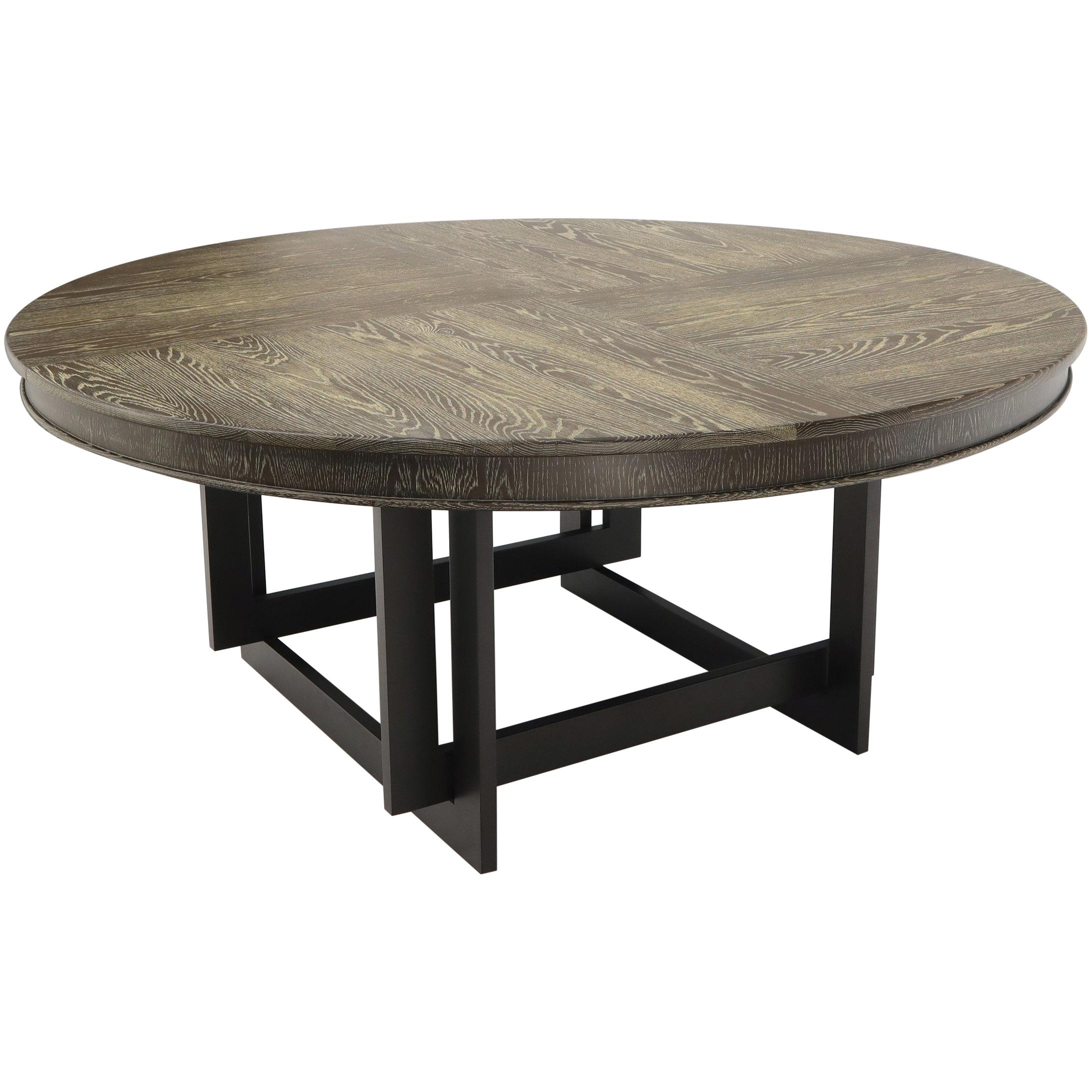 Large Oversize in Diameter Round Cerused Limed Oak Dining Table