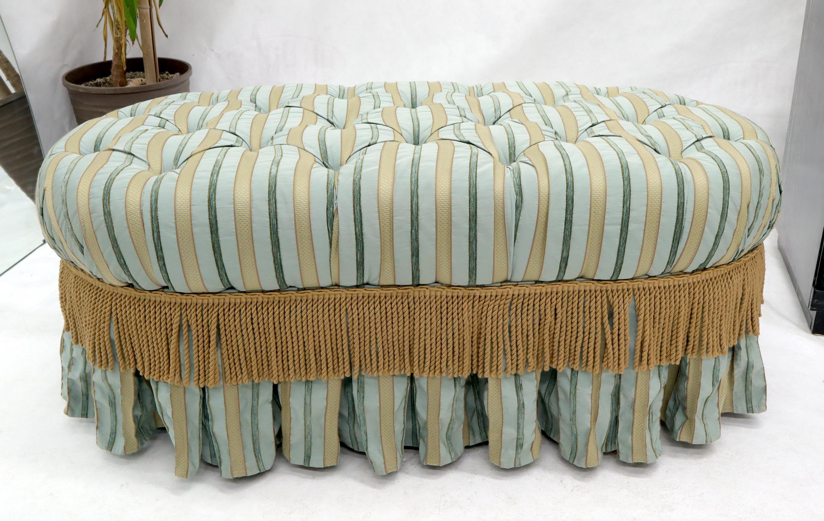 Decorative large tufted upholstery ottoman window bench.