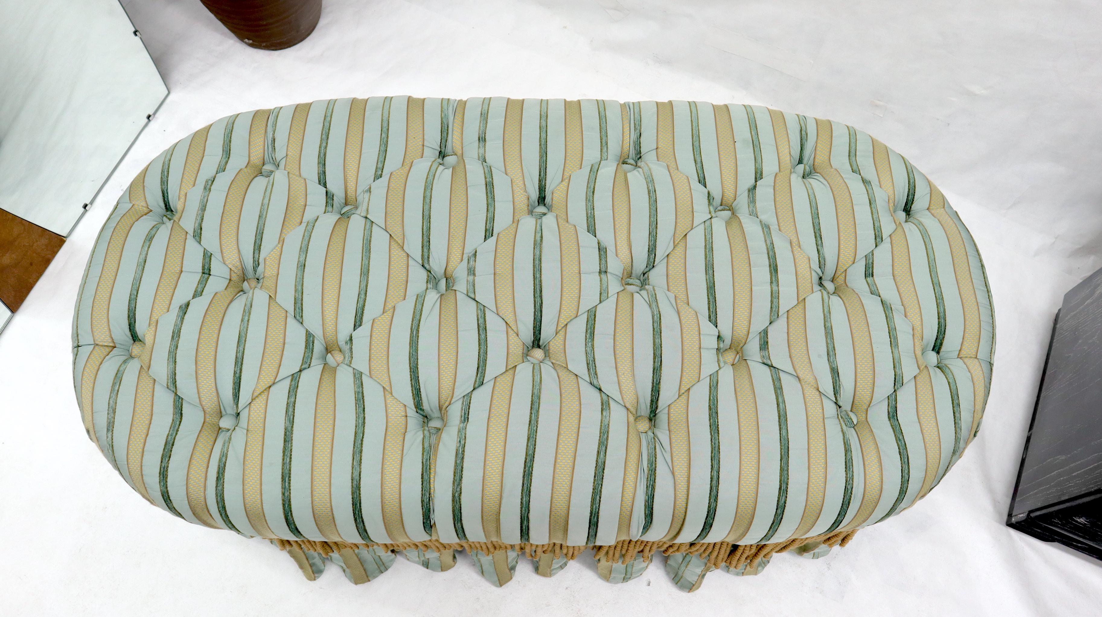 20th Century Large Oversize Oval Tufted Upholstery Ottoman Bench