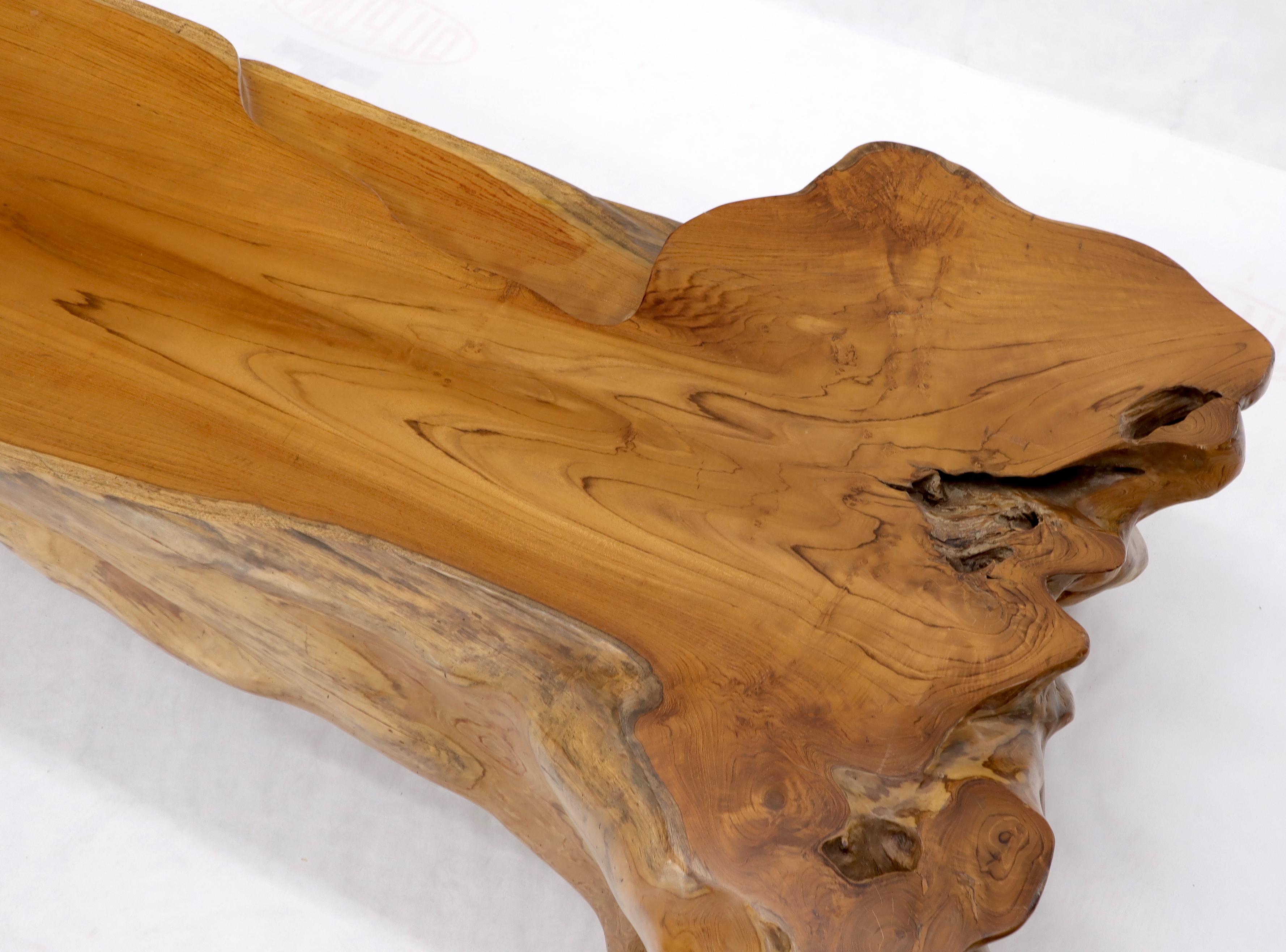 20th Century Large Oversize Solid Teak Live Edge Coffee Table For Sale