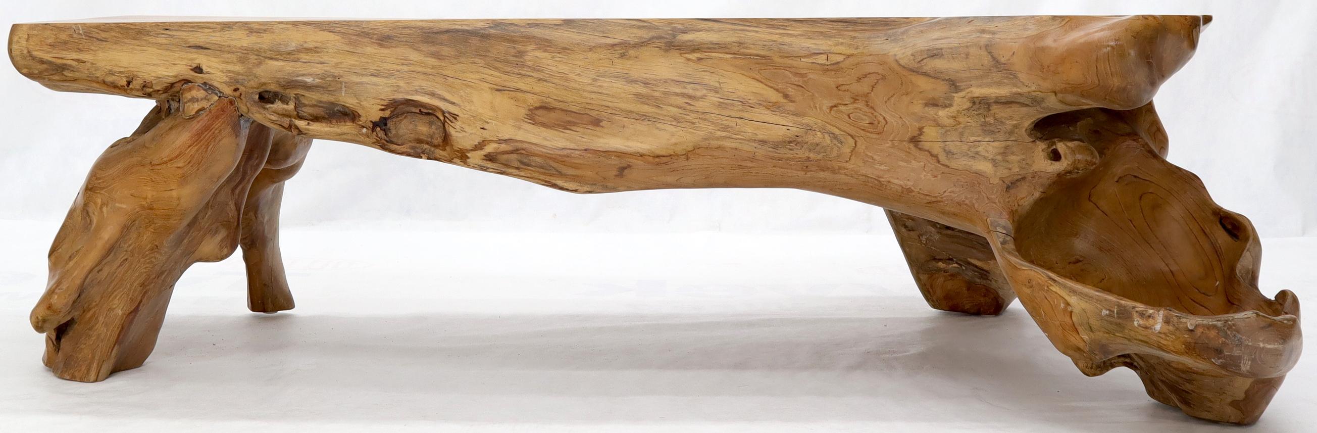 Large Oversize Solid Teak Live Edge Coffee Table For Sale 2