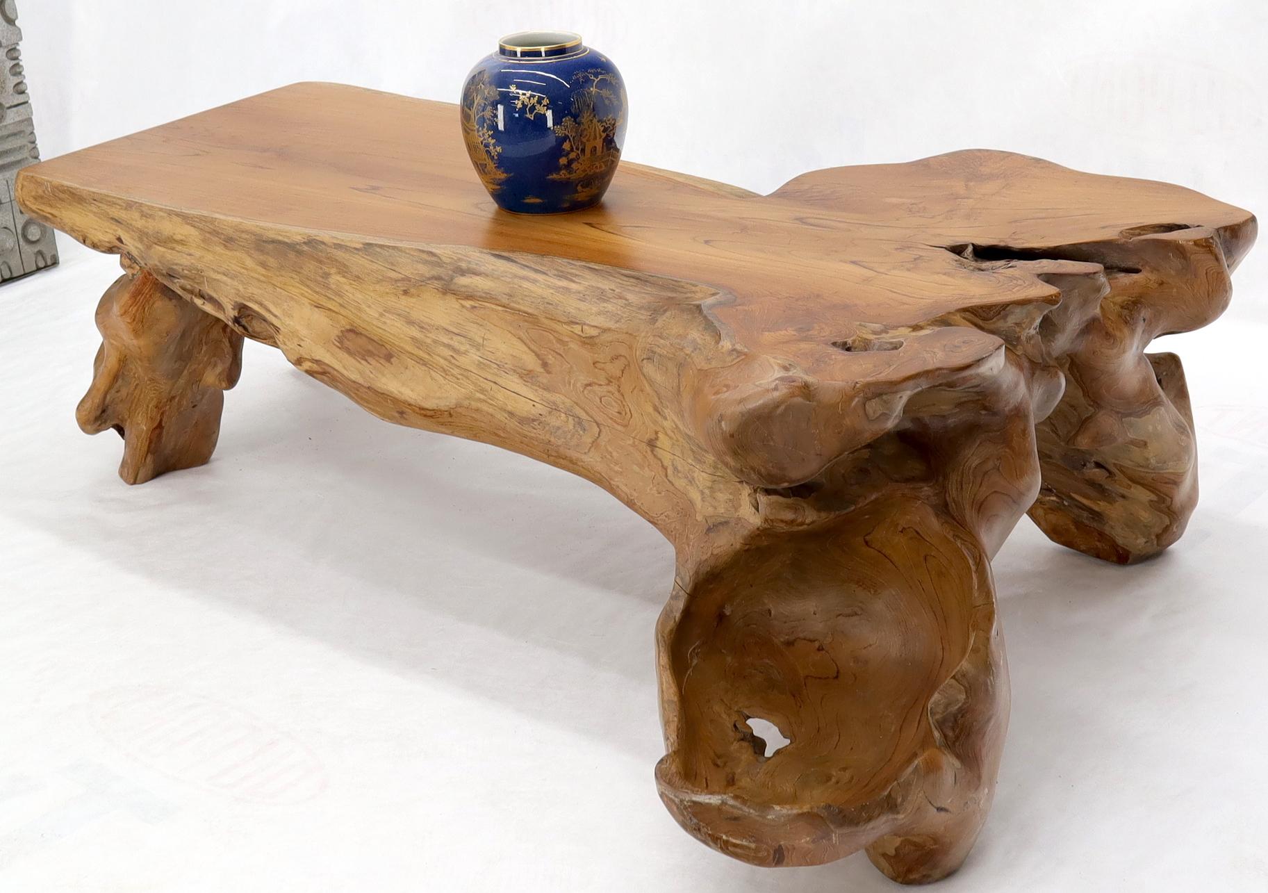 Large Oversize Solid Teak Live Edge Coffee Table For Sale 4