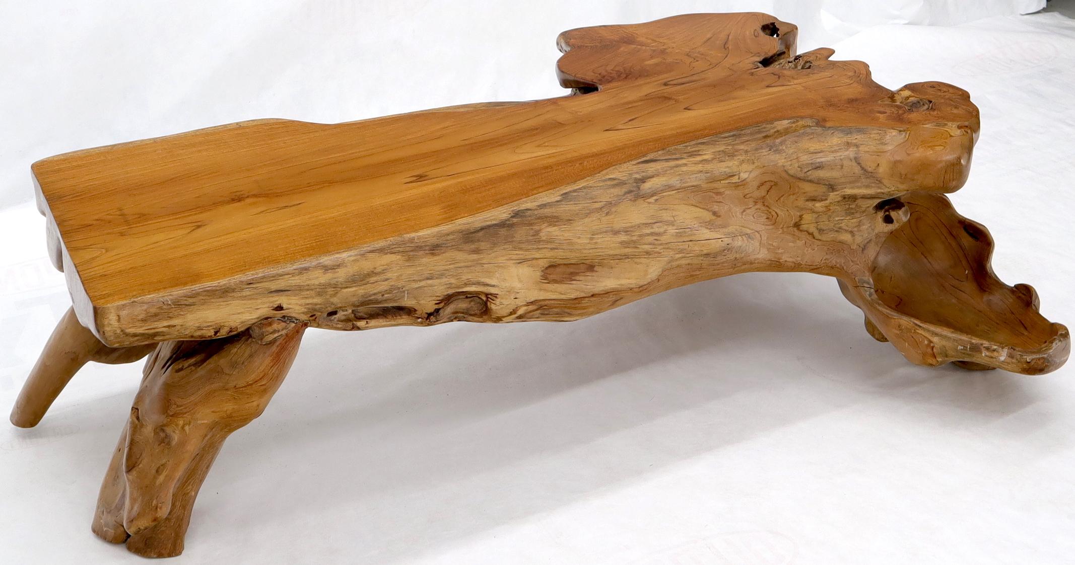 Mid-Century Modern Large Oversize Solid Teak Live Edge Coffee Table For Sale