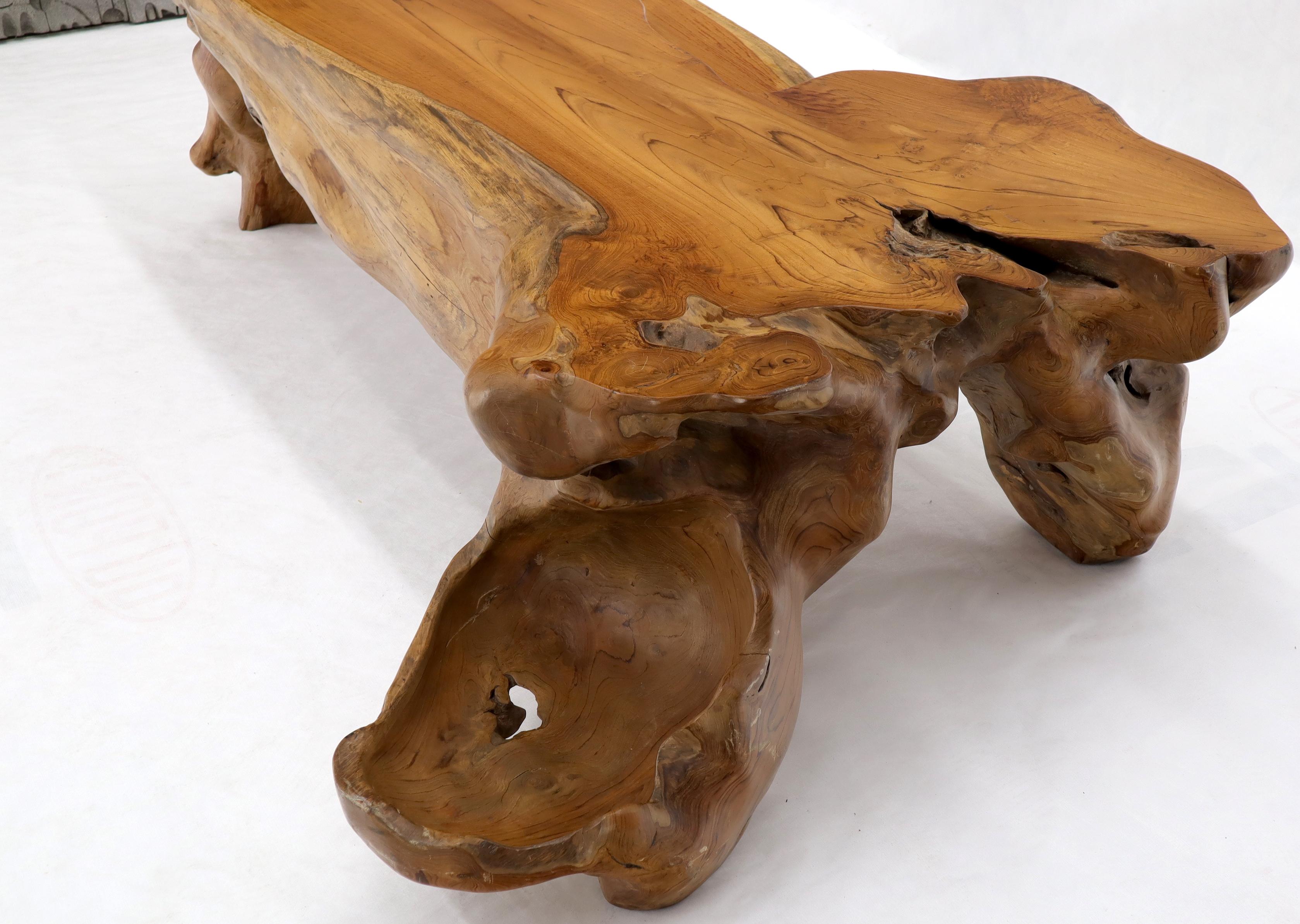 Unknown Large Oversize Solid Teak Live Edge Coffee Table For Sale