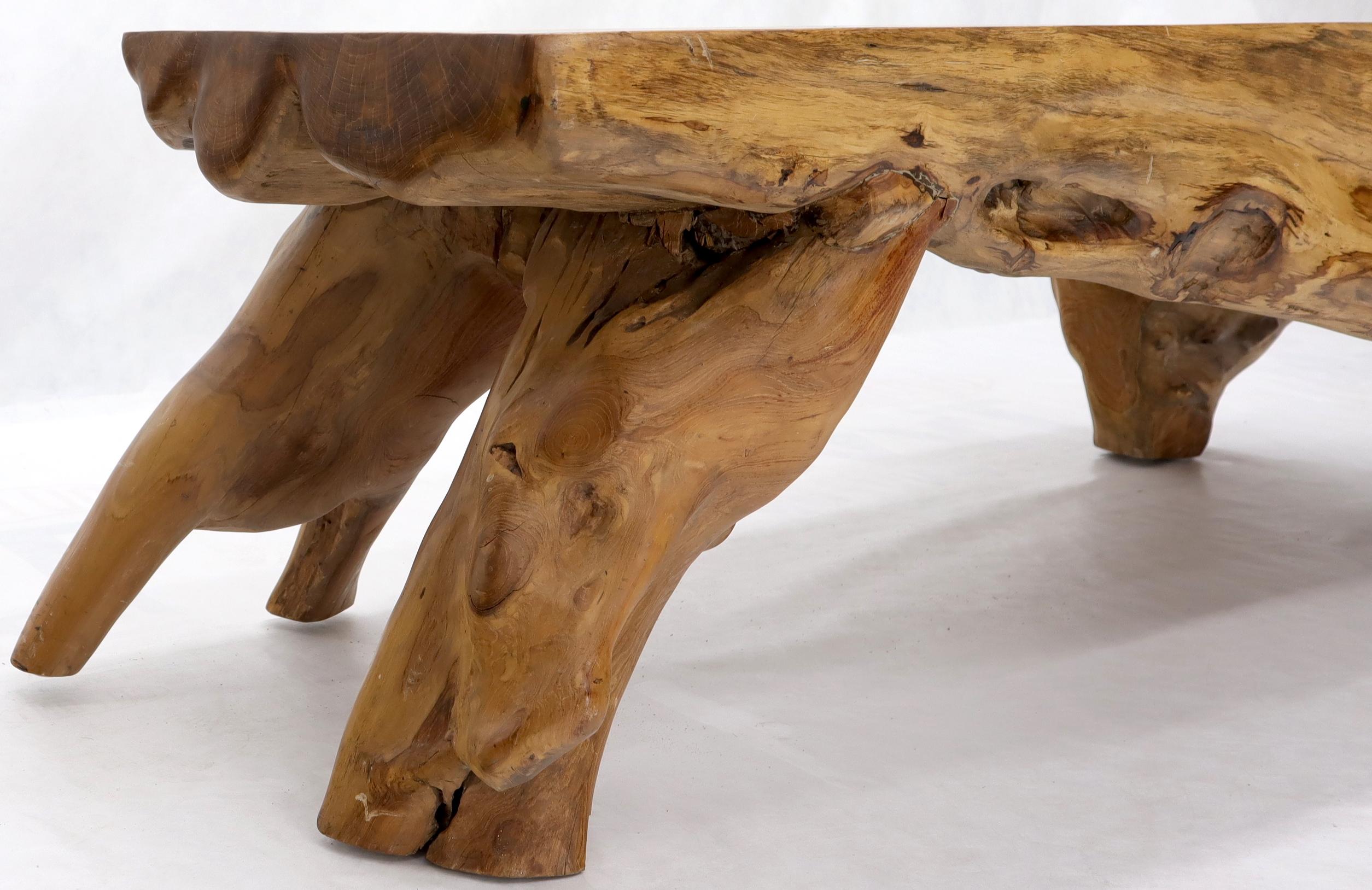 Large Oversize Solid Teak Live Edge Coffee Table In Excellent Condition For Sale In Rockaway, NJ