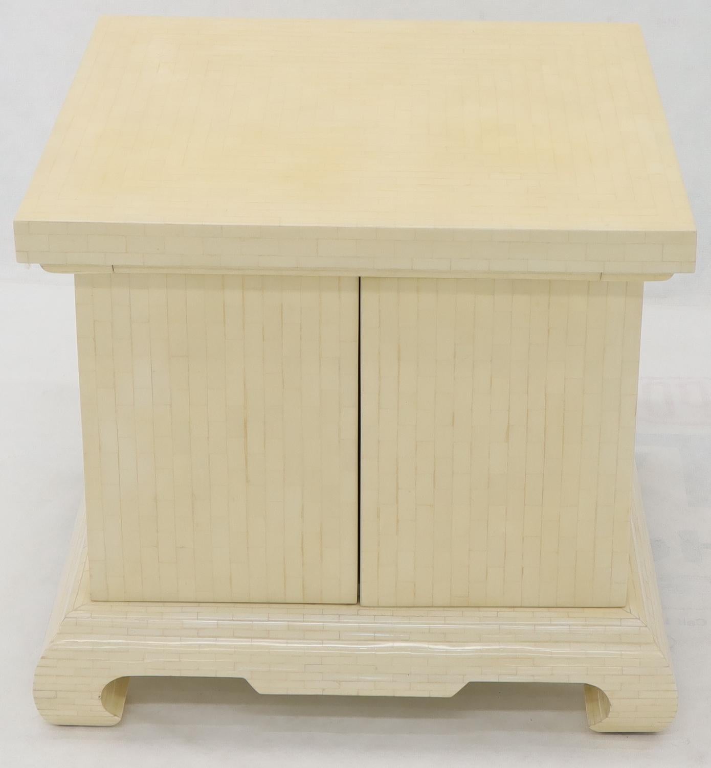 Hand-Crafted Large Oversize Tessellated Bone Accent Stand Cabinet Side End Table For Sale