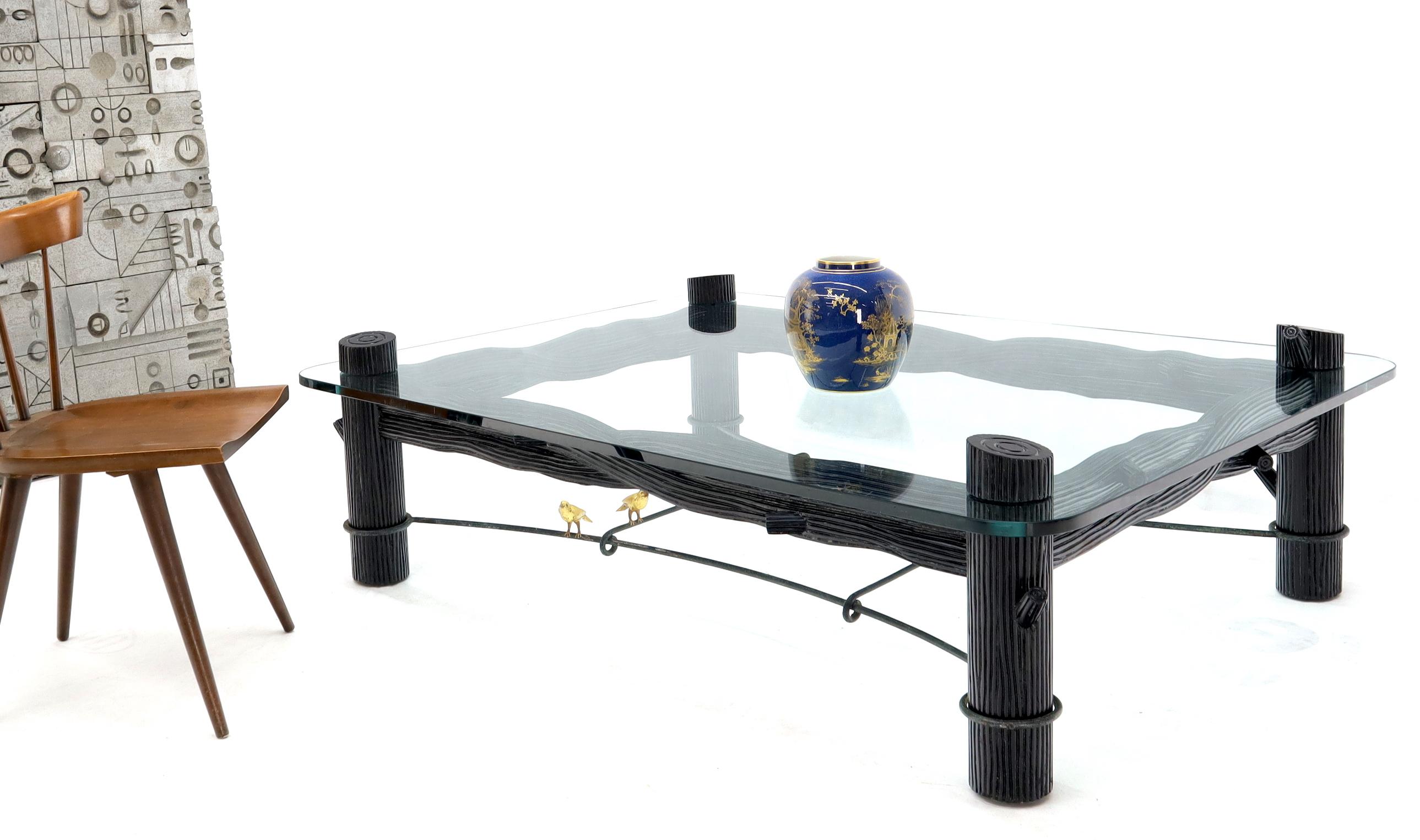 Mid-Century Modern tree bark motif black lacquer base 3/4