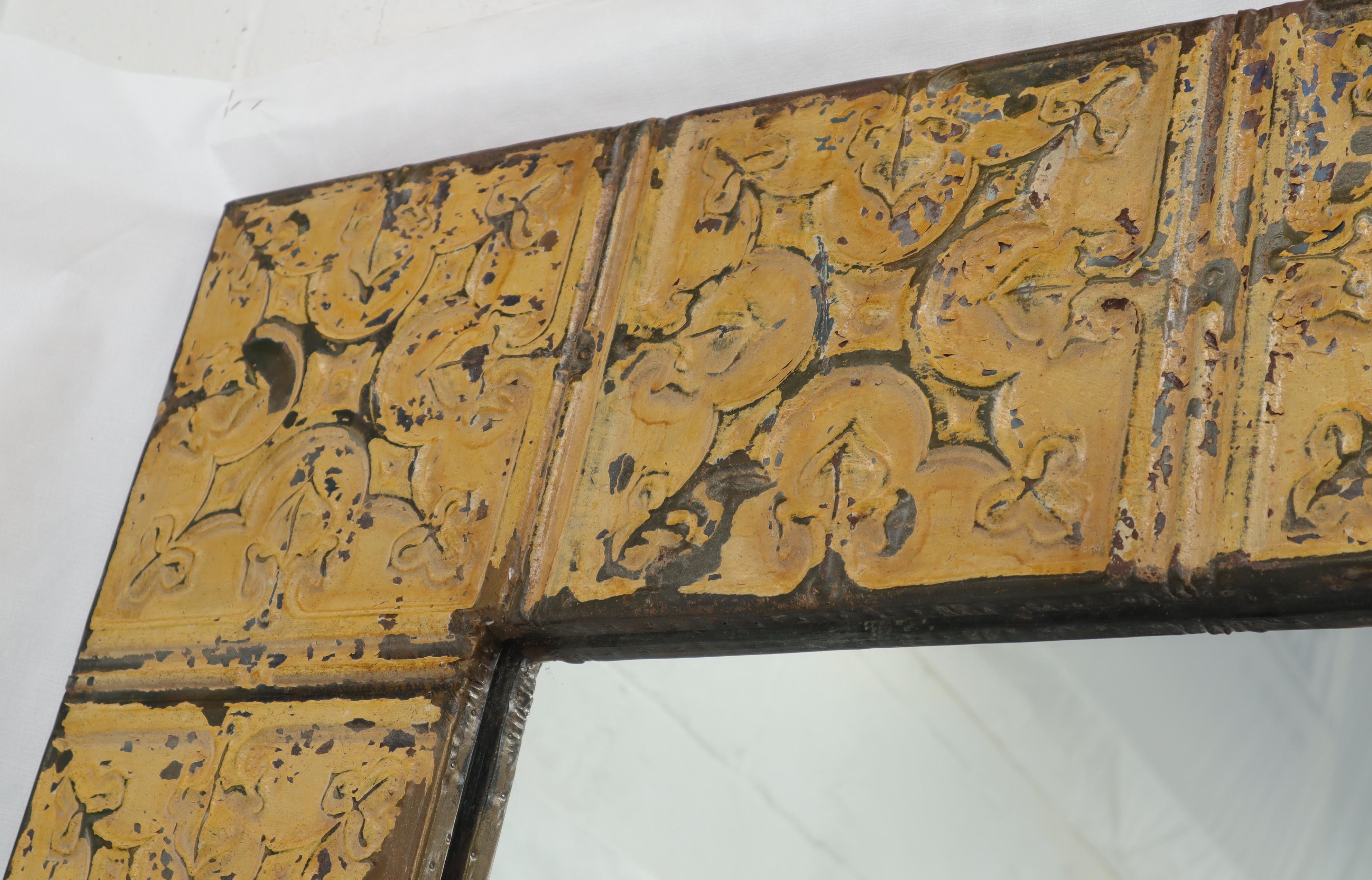 Mid-Century Modern Large Oversize Tin Frame Rectangle Mirror Midcentury Modern Decor