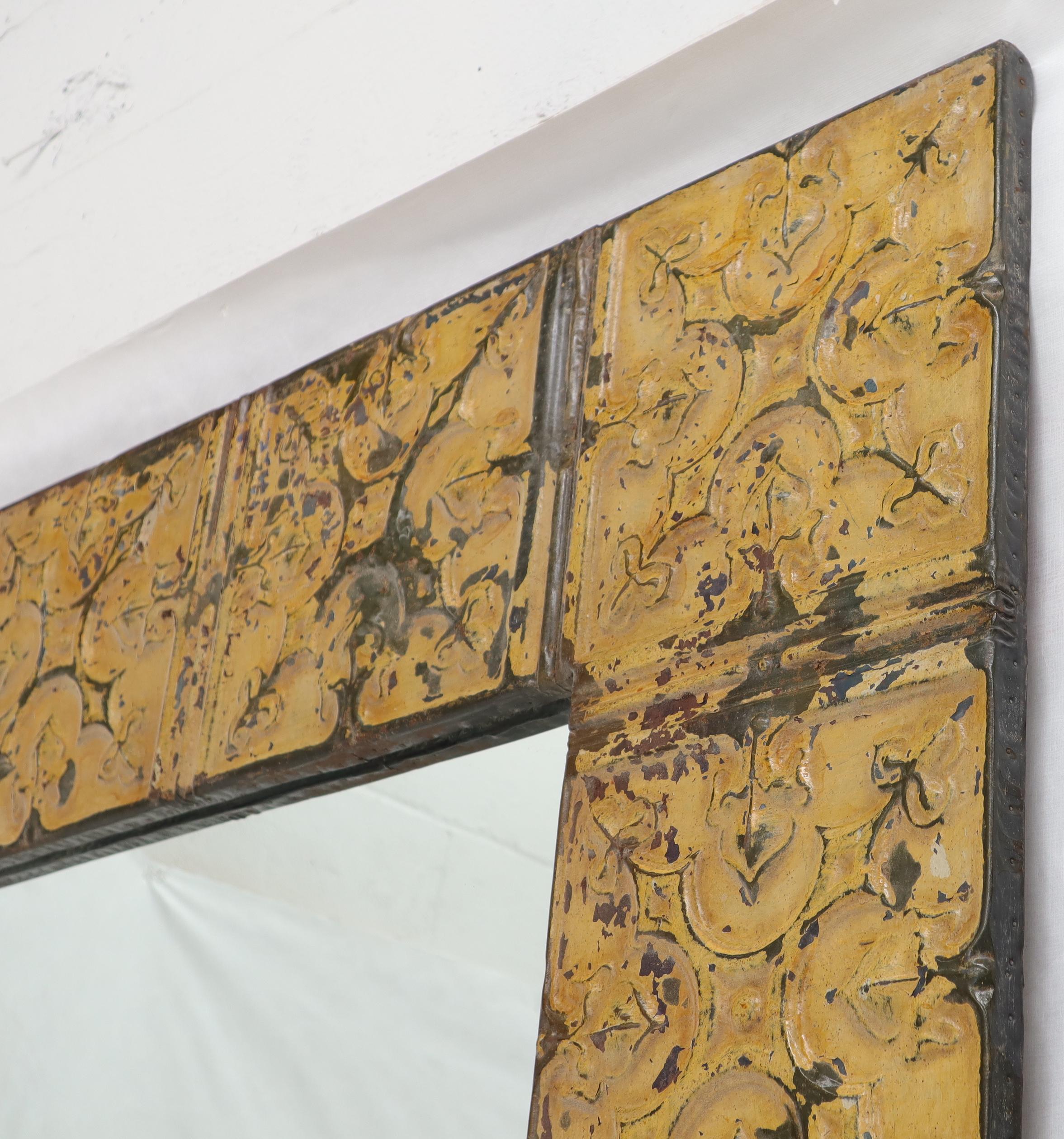 American Large Oversize Tin Frame Rectangle Mirror Midcentury Modern Decor