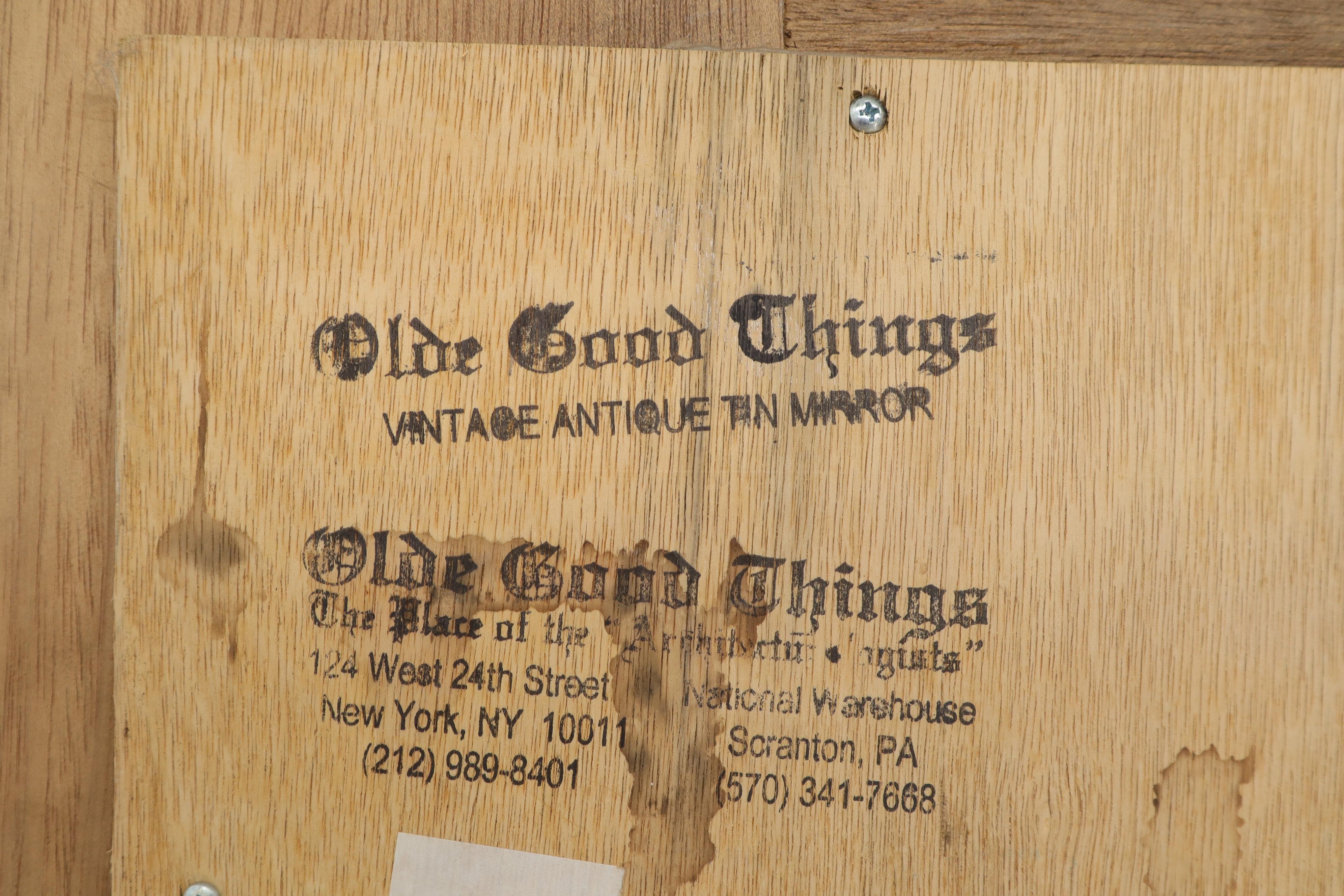 20th Century Large Oversize Tin Frame Rectangle Mirror Midcentury Modern Decor