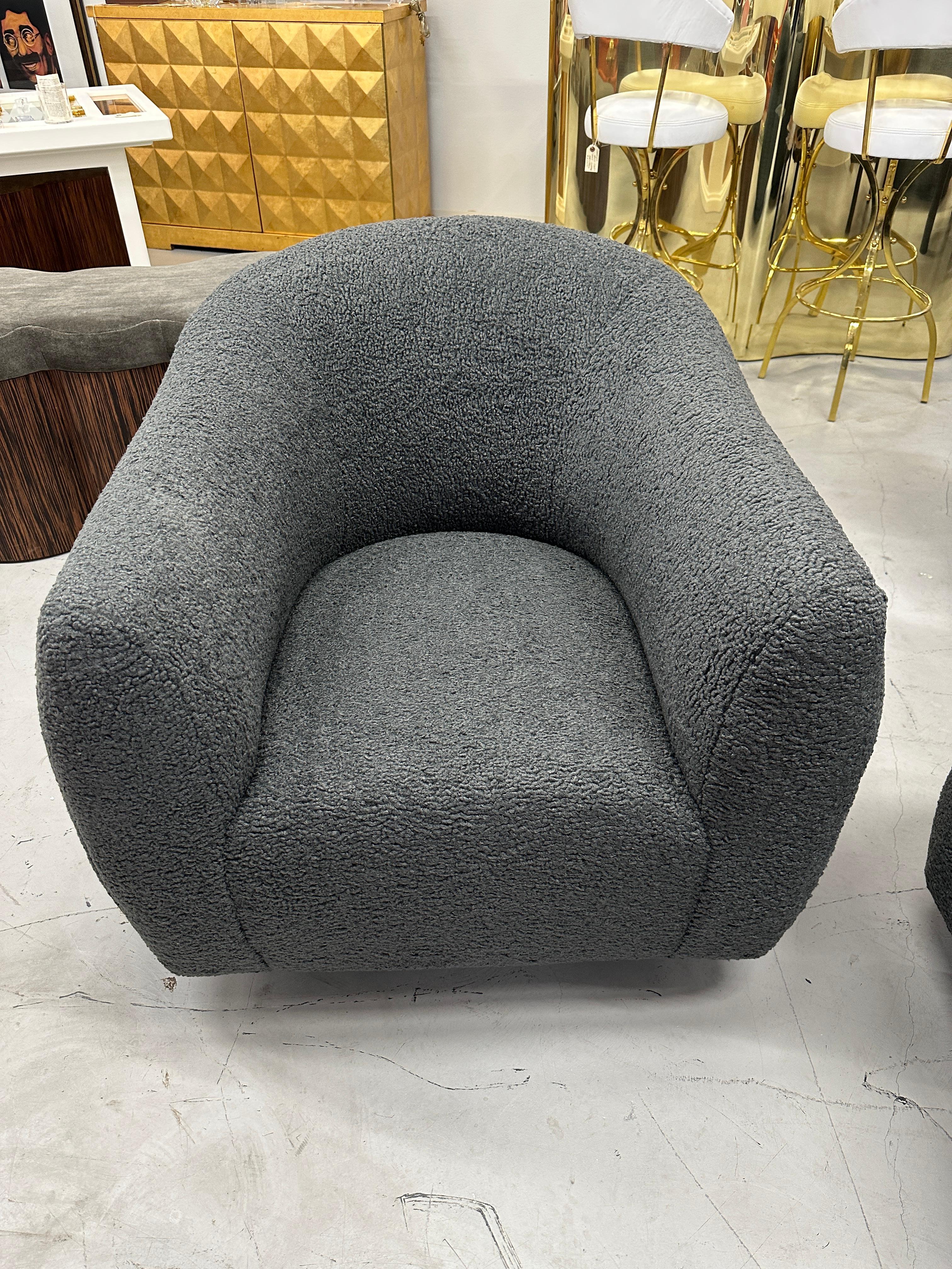 Large Oversized A. Rudin Barrel Swivel Chairs Reupholstered 5