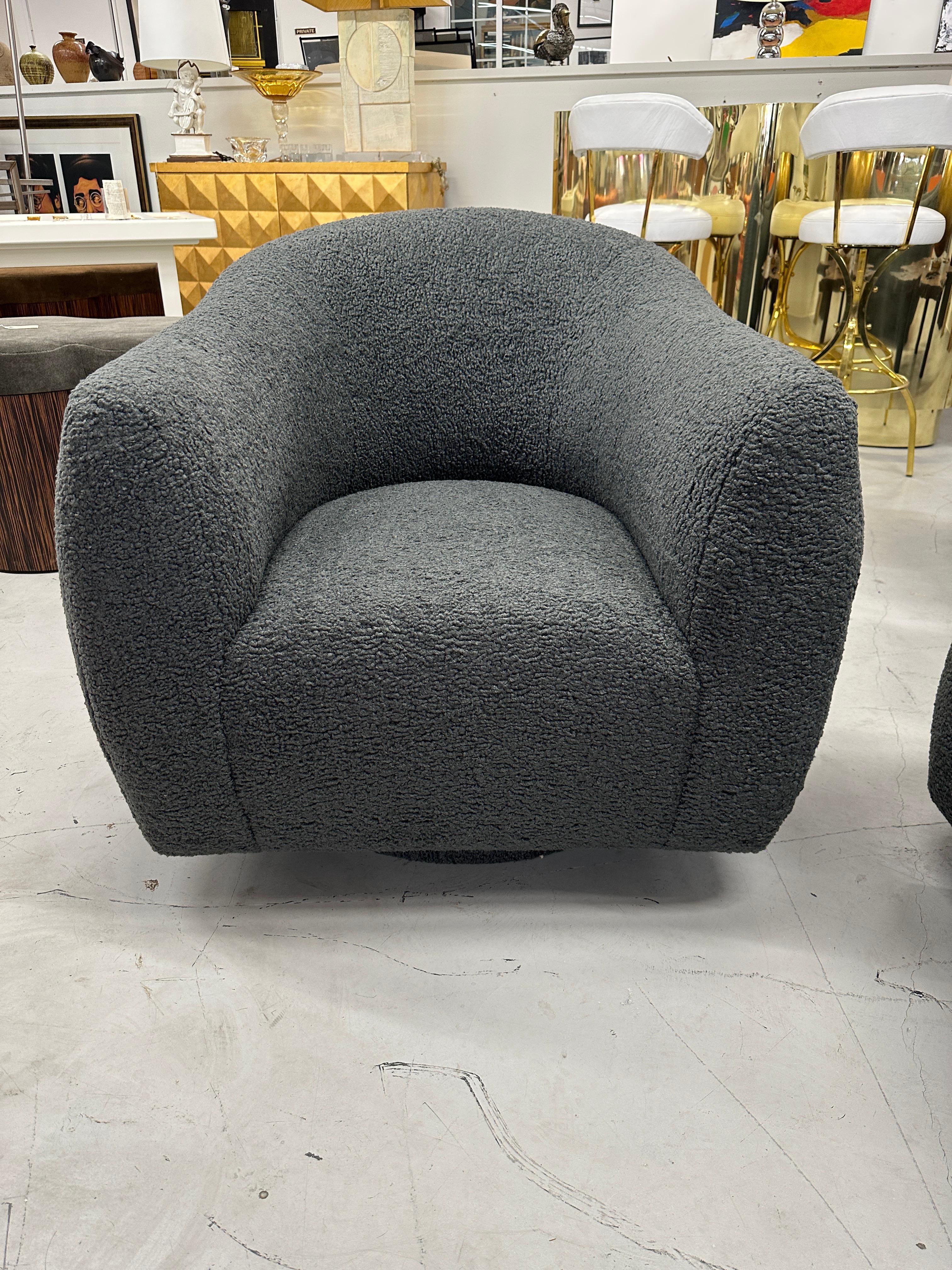 Large Oversized A. Rudin Barrel Swivel Chairs Reupholstered 6