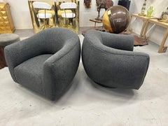 Large Oversized A. Rudin Barrel Swivel Chairs Reupholstered