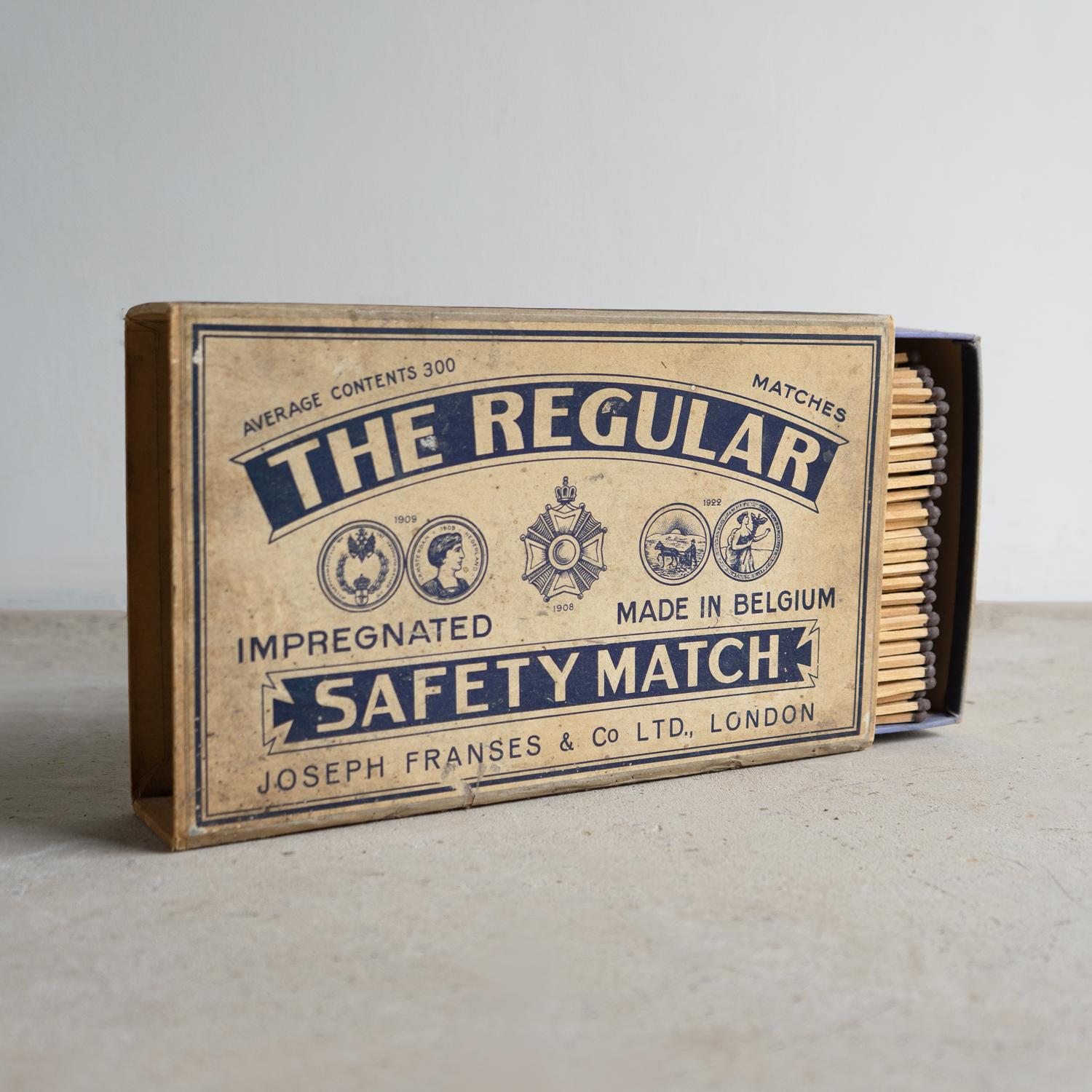 Hand-Crafted Large Oversized Antique Advertising Matchbox And Contents, 1920s For Sale