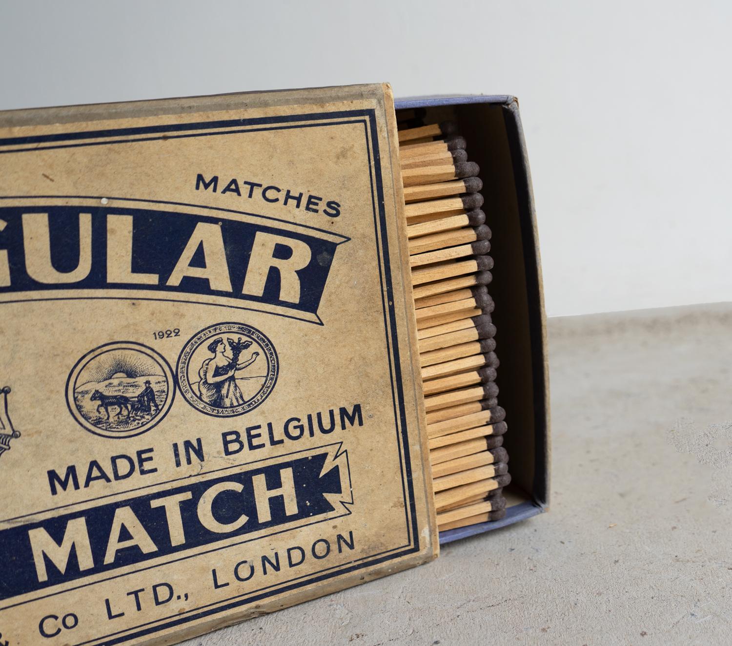 Early 20th Century Large Oversized Antique Advertising Matchbox And Contents, 1920s For Sale