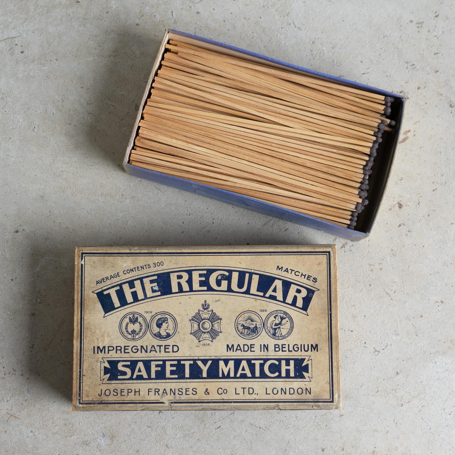 Wood Large Oversized Antique Advertising Matchbox And Contents, 1920s For Sale