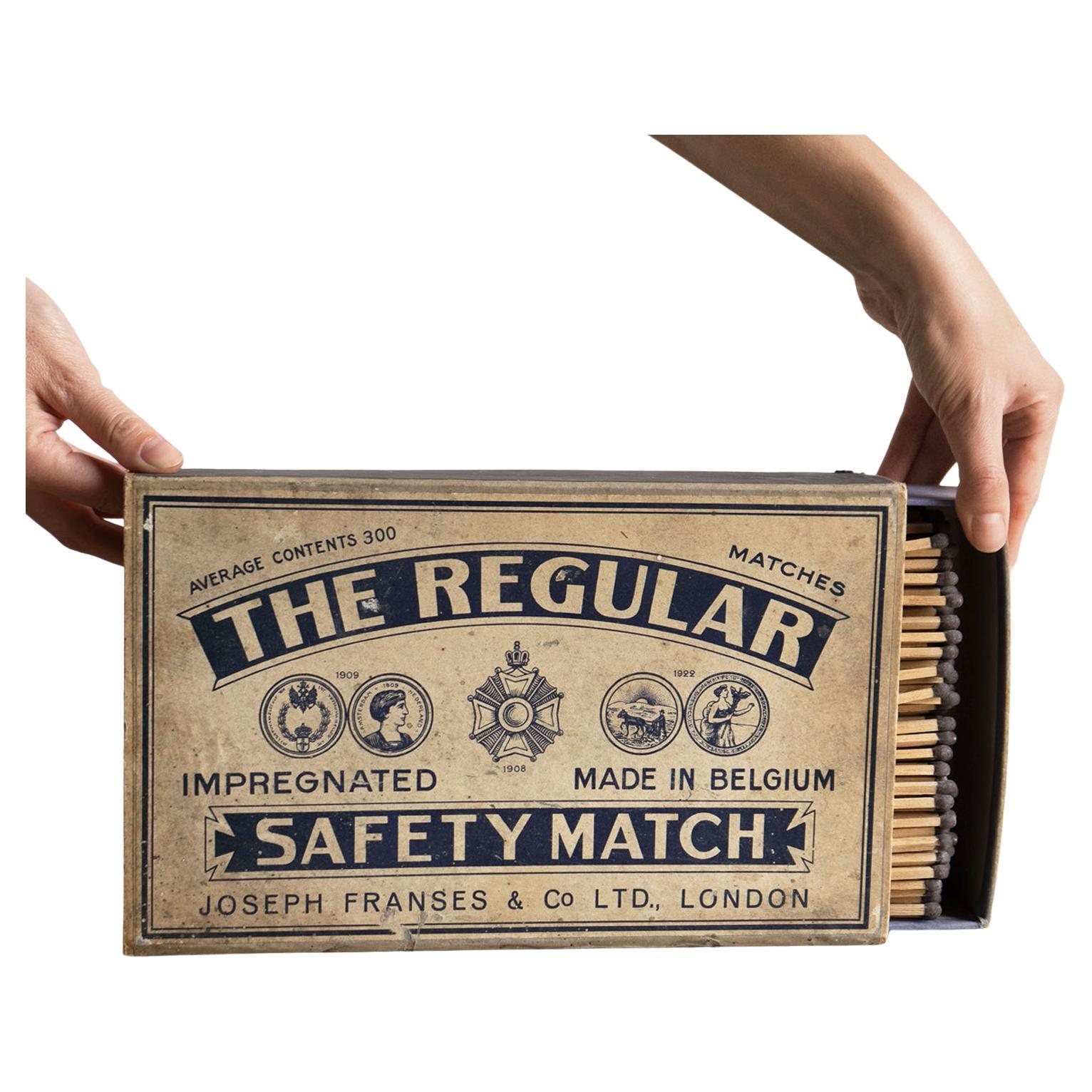 Large Oversized Antique Advertising Matchbox And Contents, 1920s For Sale