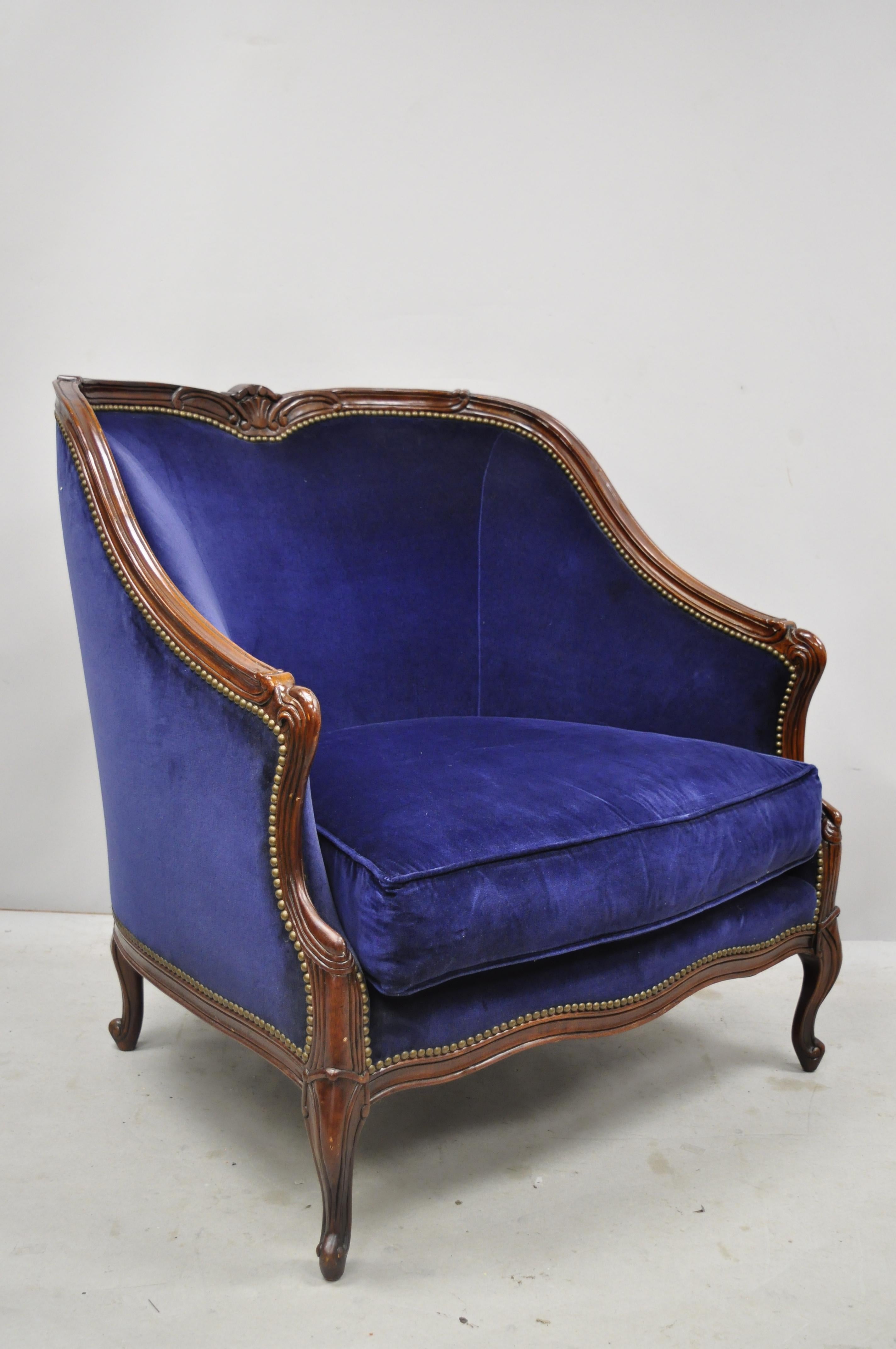 Large Oversized Beacon Hill Henredon Blue French Louis XV Style Lounge Armchair 3