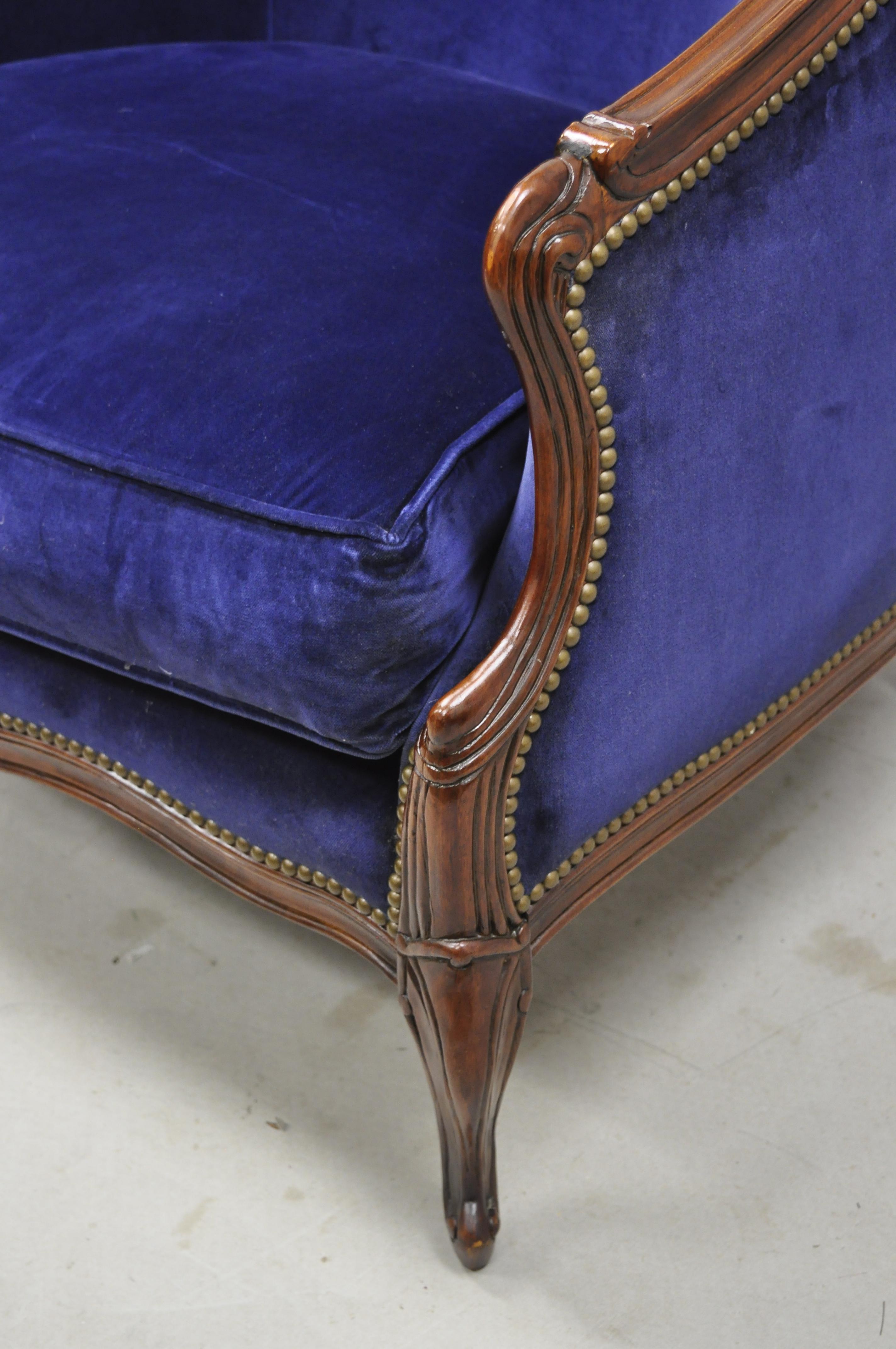 20th Century Large Oversized Beacon Hill Henredon Blue French Louis XV Style Lounge Armchair