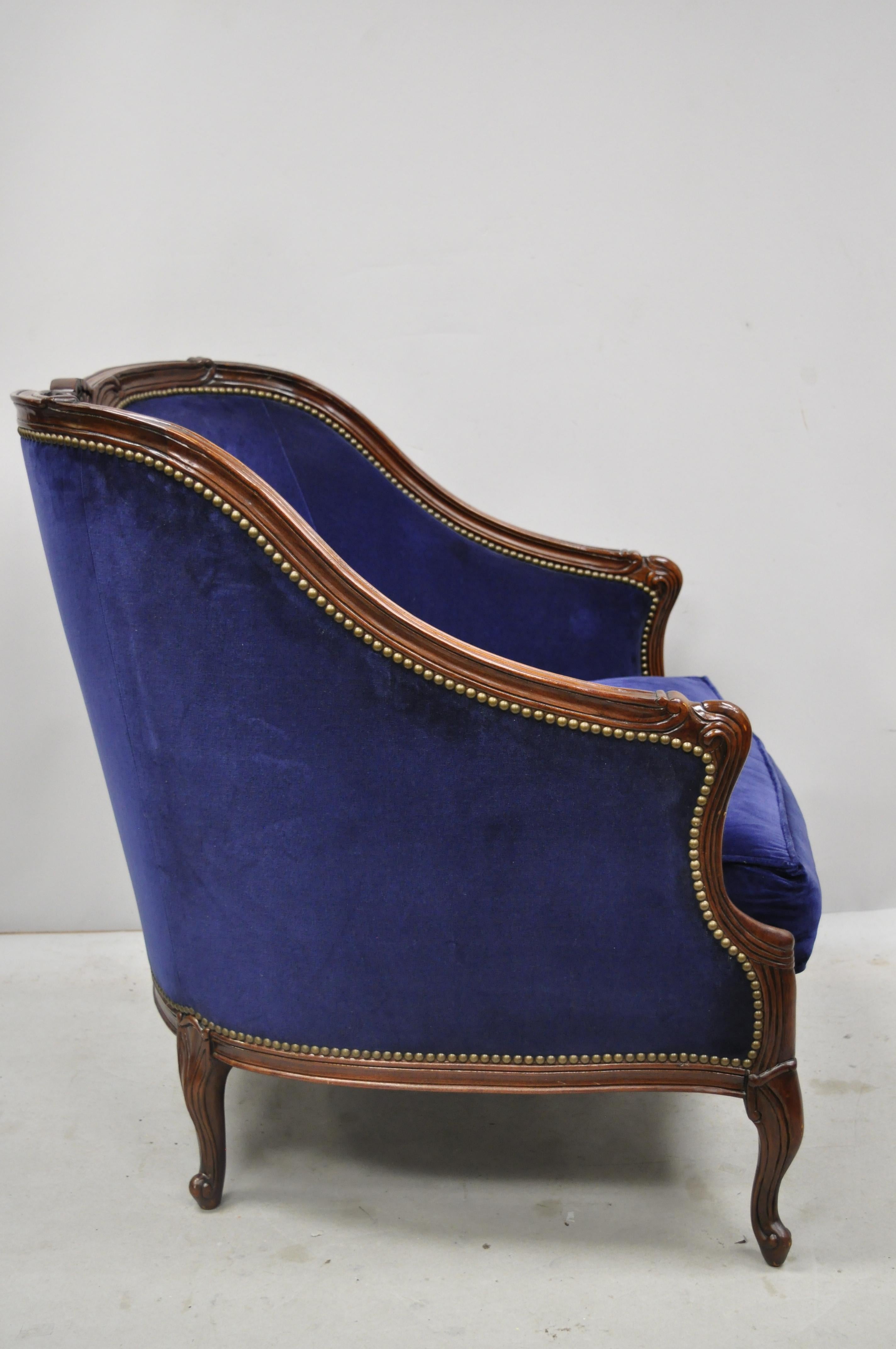 Fabric Large Oversized Beacon Hill Henredon Blue French Louis XV Style Lounge Armchair