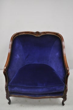 Large Oversized Beacon Hill Henredon Blue French Louis XV Style Lounge Armchair