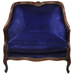 Large Oversized Beacon Hill Henredon Blue French Louis XV Style Lounge Armchair
