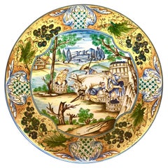 Large Oversized Bowl by "Giacomini" of Orvieto, Italy C. 1995 Wine Harvest Scene