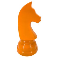 Large Oversized Chess Knight Piece Statue, Orange Powder-Coated