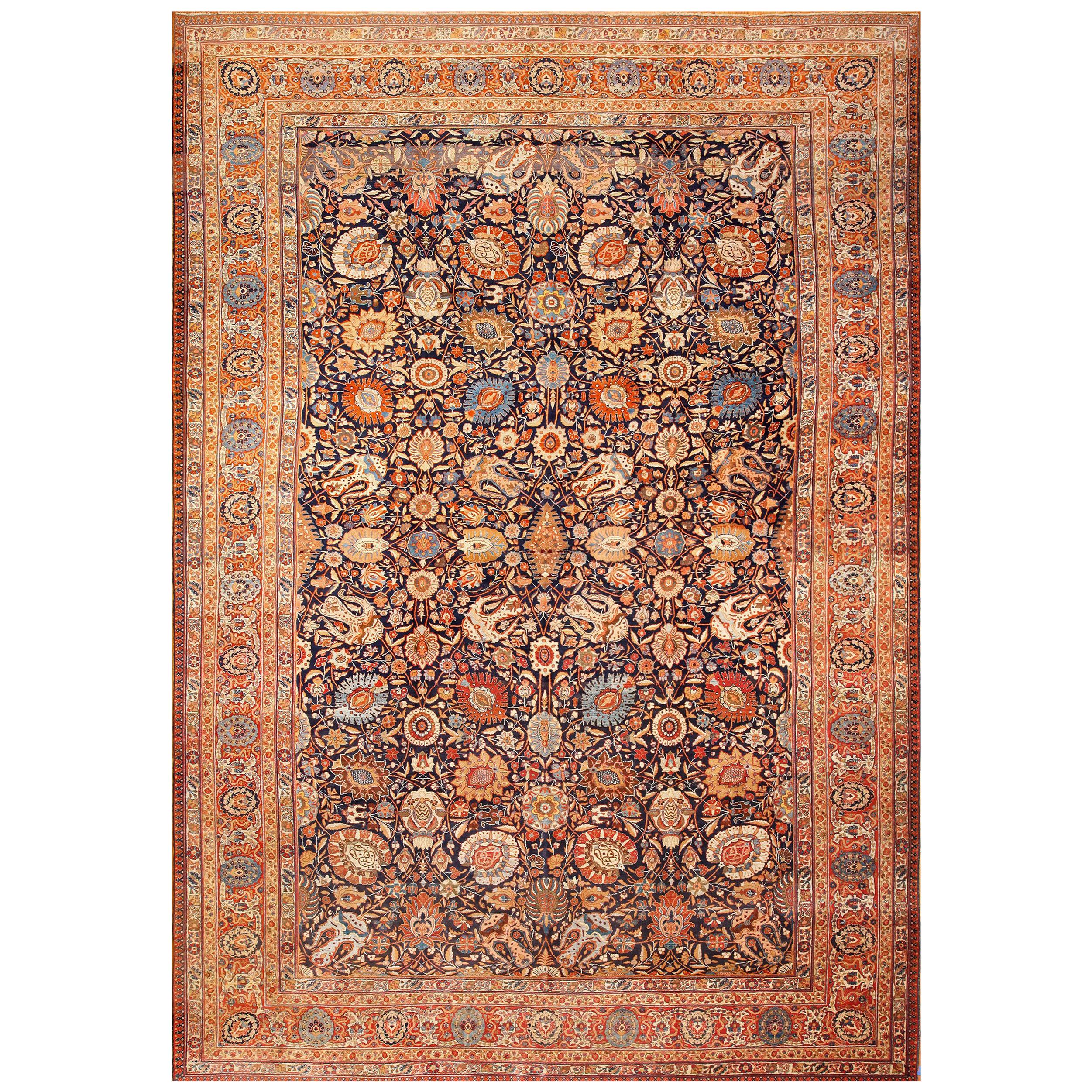 Antique Persian Tabriz Rug. Size: 14 ft 8 in x 22 ft 