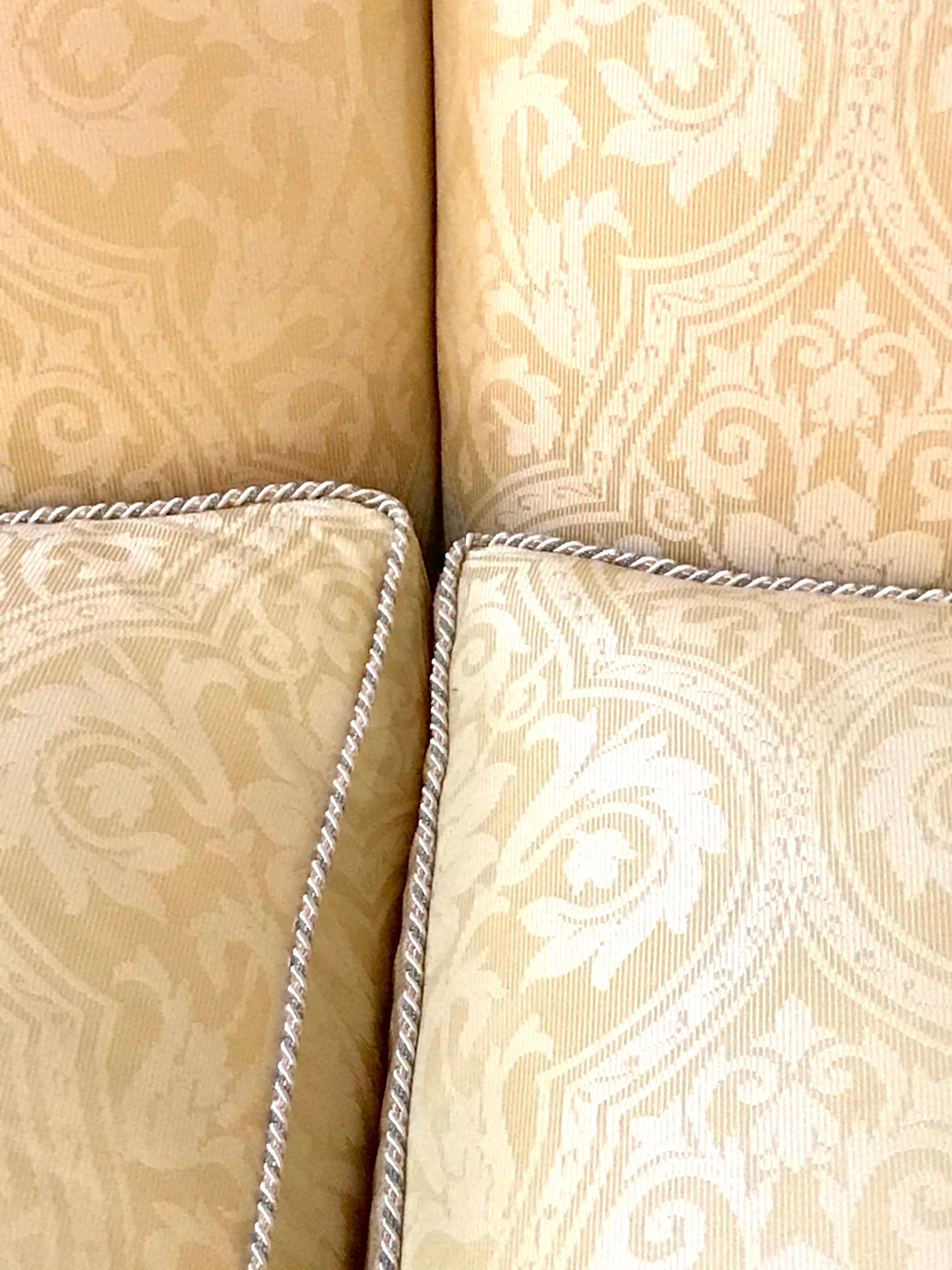 Large Overstuffed Settee in Damask Fully Lined Upholstery from O Henry House Ltd 3