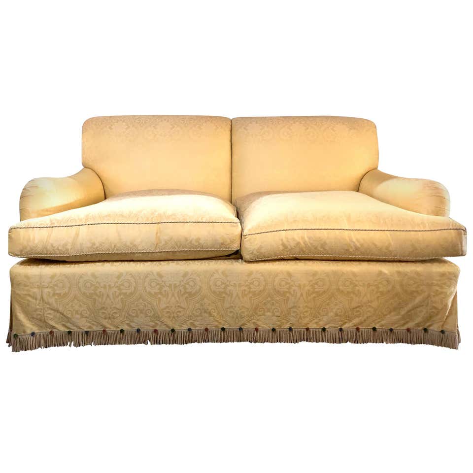 Large Overstuffed Settee in Damask Fully Lined Upholstery from O Henry ...