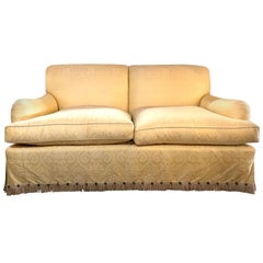 Large Overstuffed Settee in Damask Fully Lined Upholstery from O Henry House Ltd