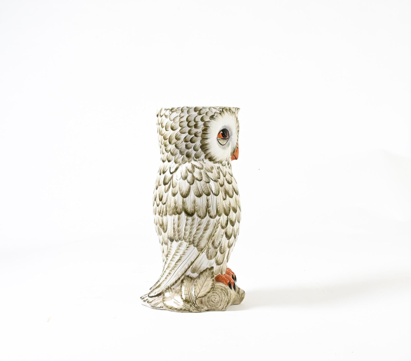 Modern Large Owl Shaped Ceramic Umbrella Holder by Maison Chaumette