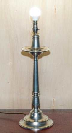 LARGE OWL STAMPED ARTE ITALiCA TAVOLA MARINONI CANDLESTICK PEWTER LAMP