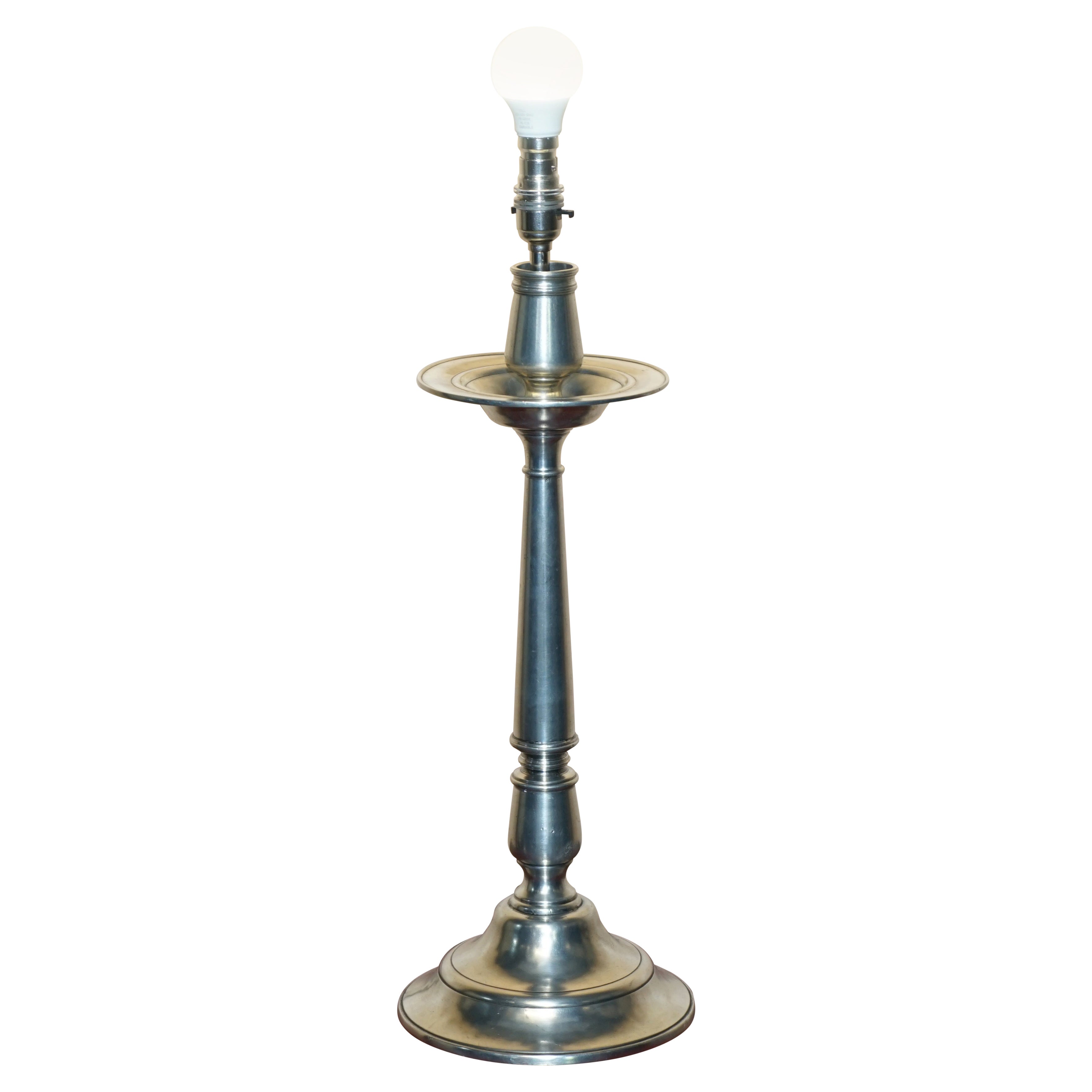 GRAN LÁMPARA DE PLATA CON ESTAMPADO ARTE ITALiCA TAVOLA MARINONI CANDLESTICK PEWTER