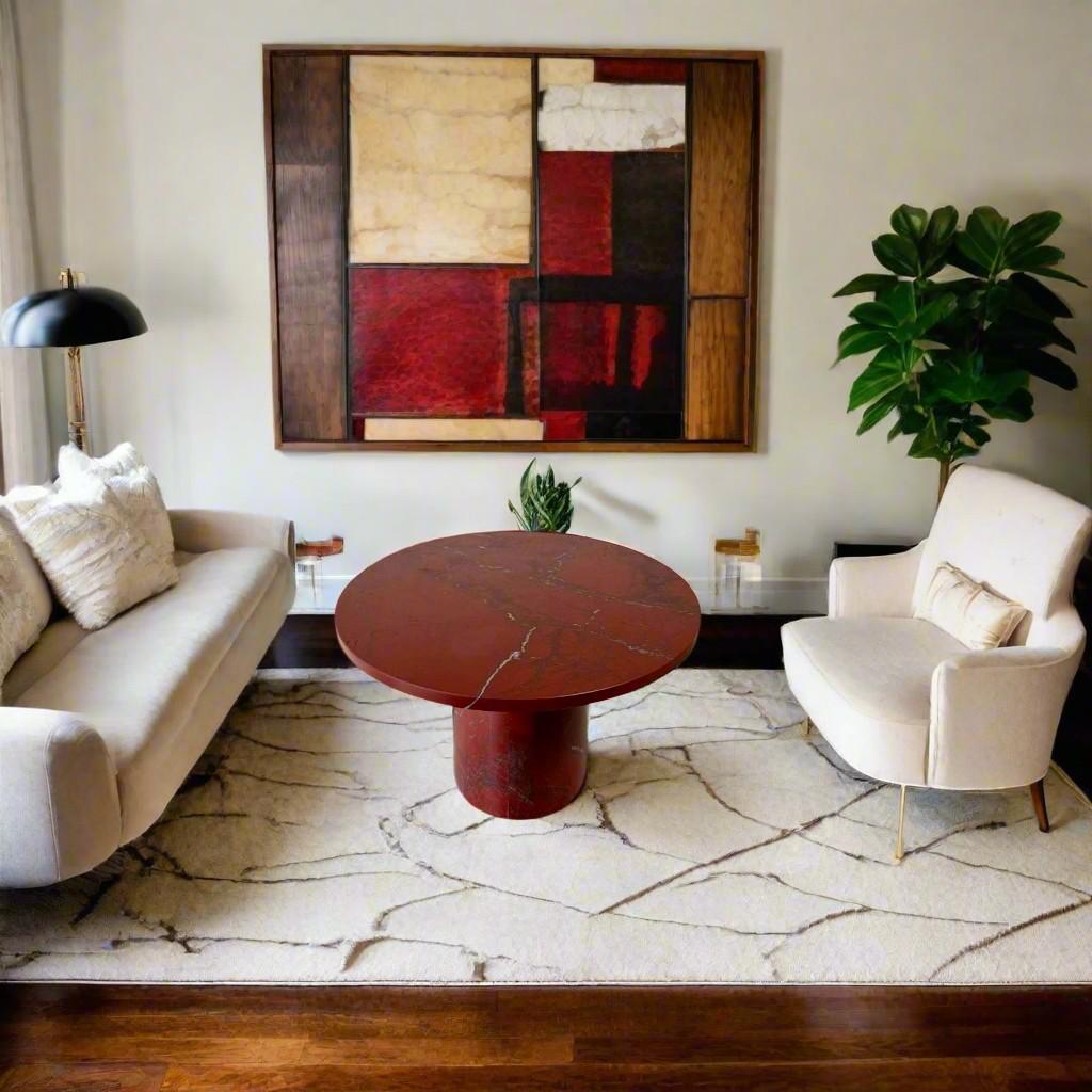 italien Grande table basse ovale en marbre rouge sang de bœufrosso Levanto, Italie 1980 en vente