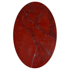 Large Ox-blood Red 'rosso Levanto' Oval Marble Coffee Table, Italy 1980
