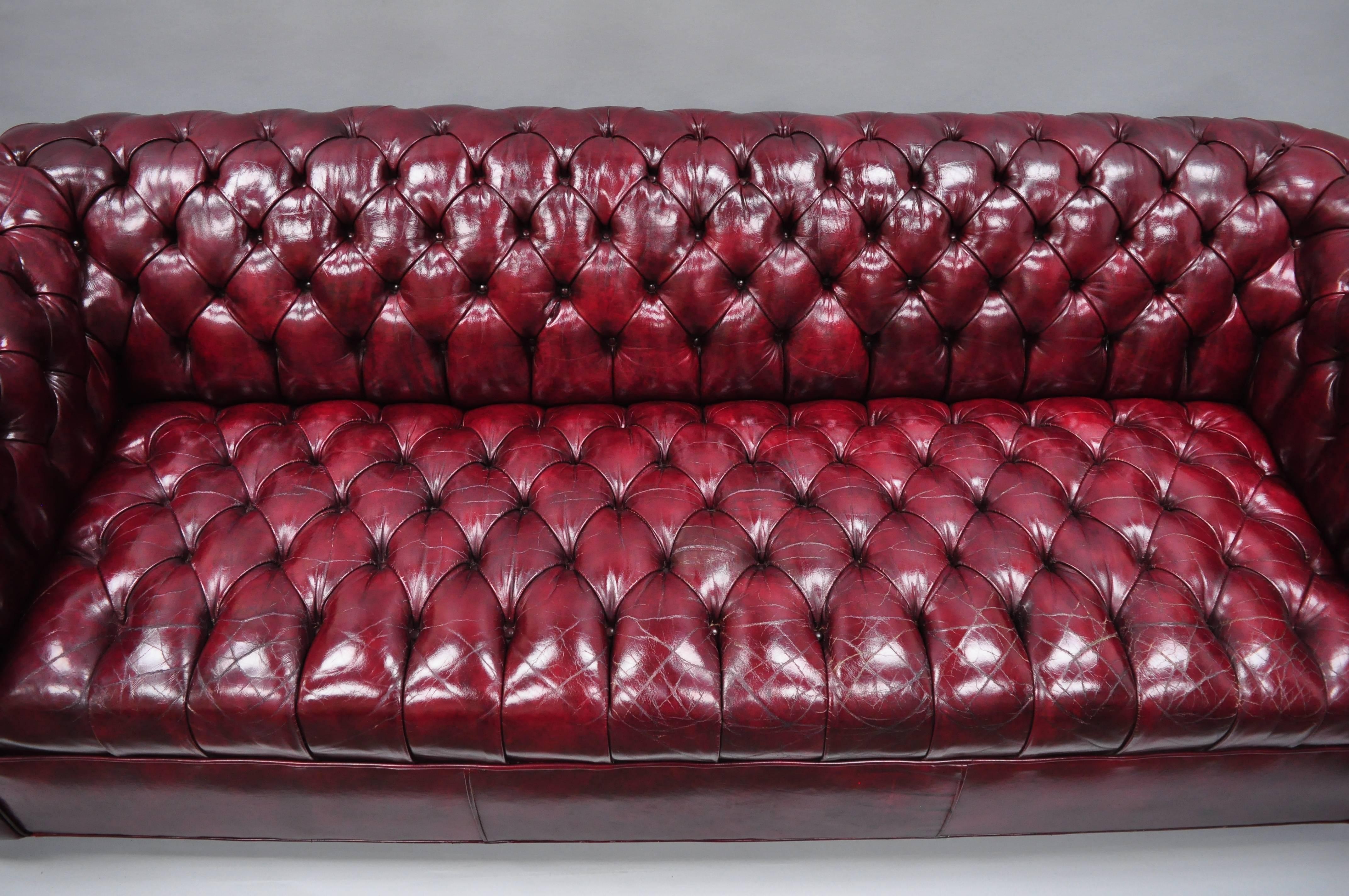 burgundy leather sofa