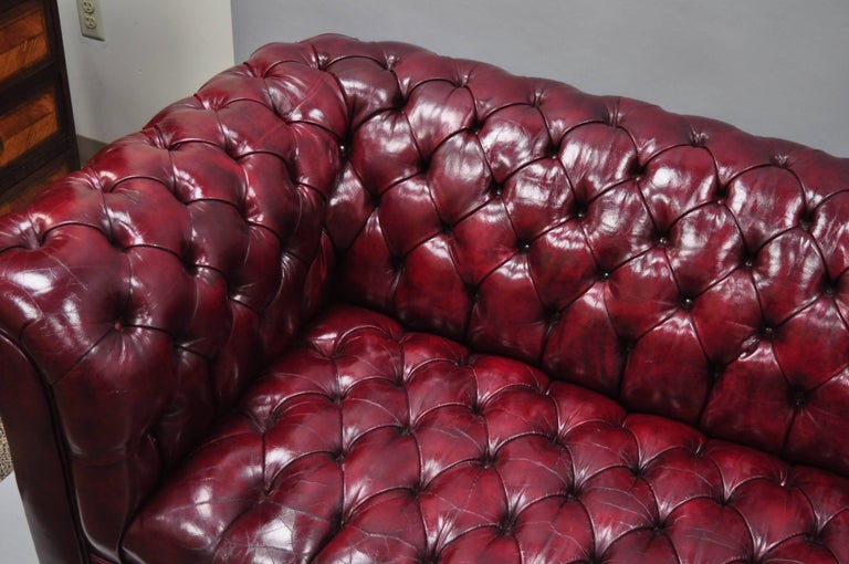 Large Oxblood Burgundy Red Leather Button Tufted ...