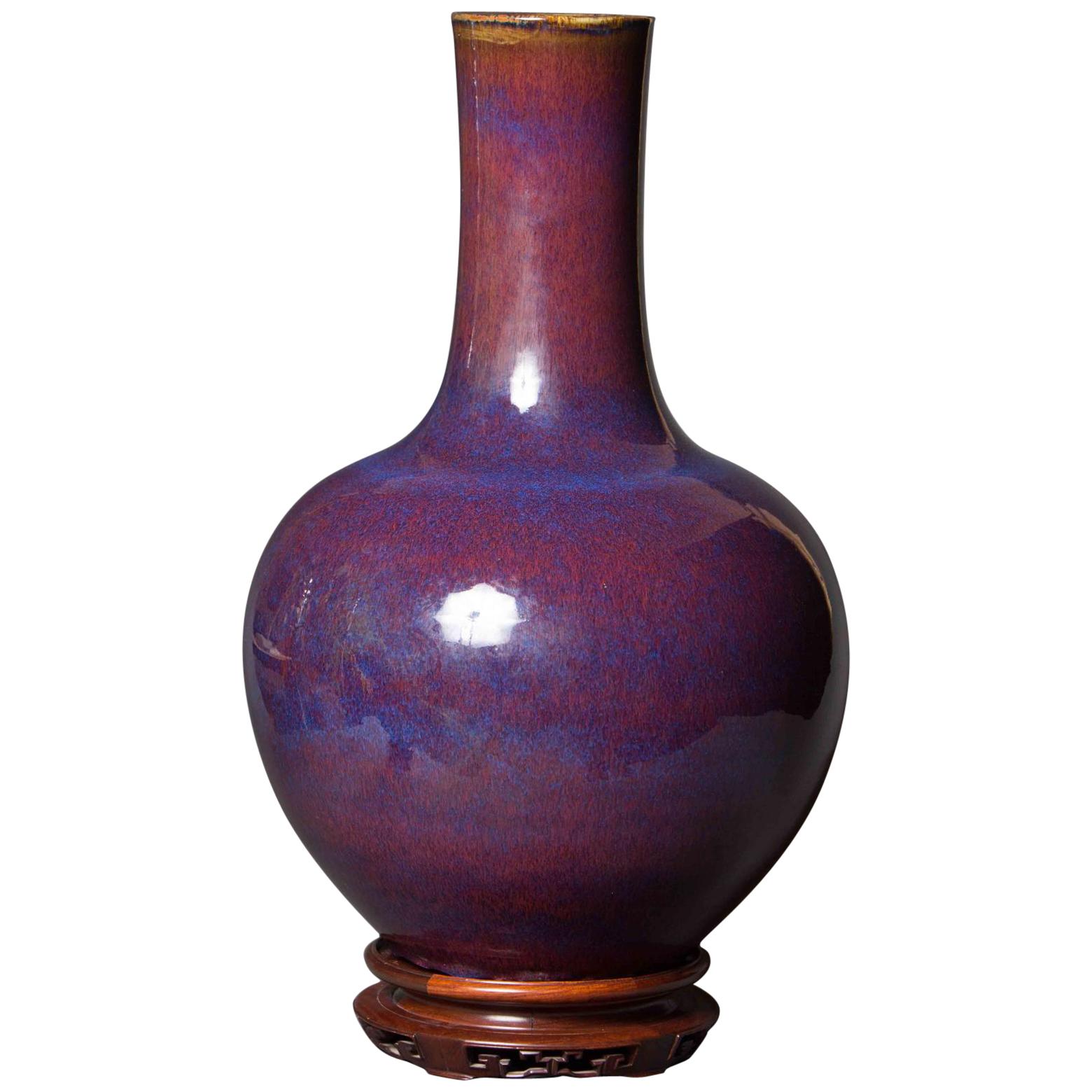 Large Oxblood Vase with Qianlong Nin Choi Mark For Sale