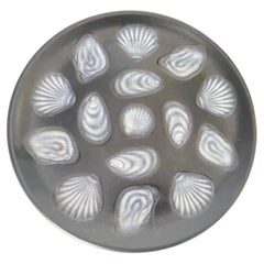Retro Large Oyster Plate in Ceramic BlACK and White Color, 1960 France by Elchinger